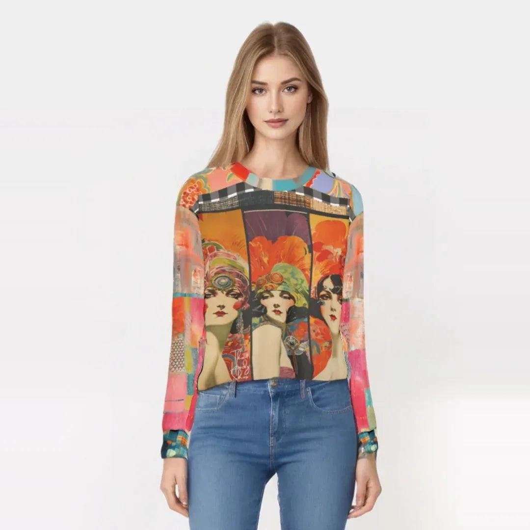 Flapper Girl in Triplicate Mid-Weight Polyester Unisex Sweatshirt (Gold Label)