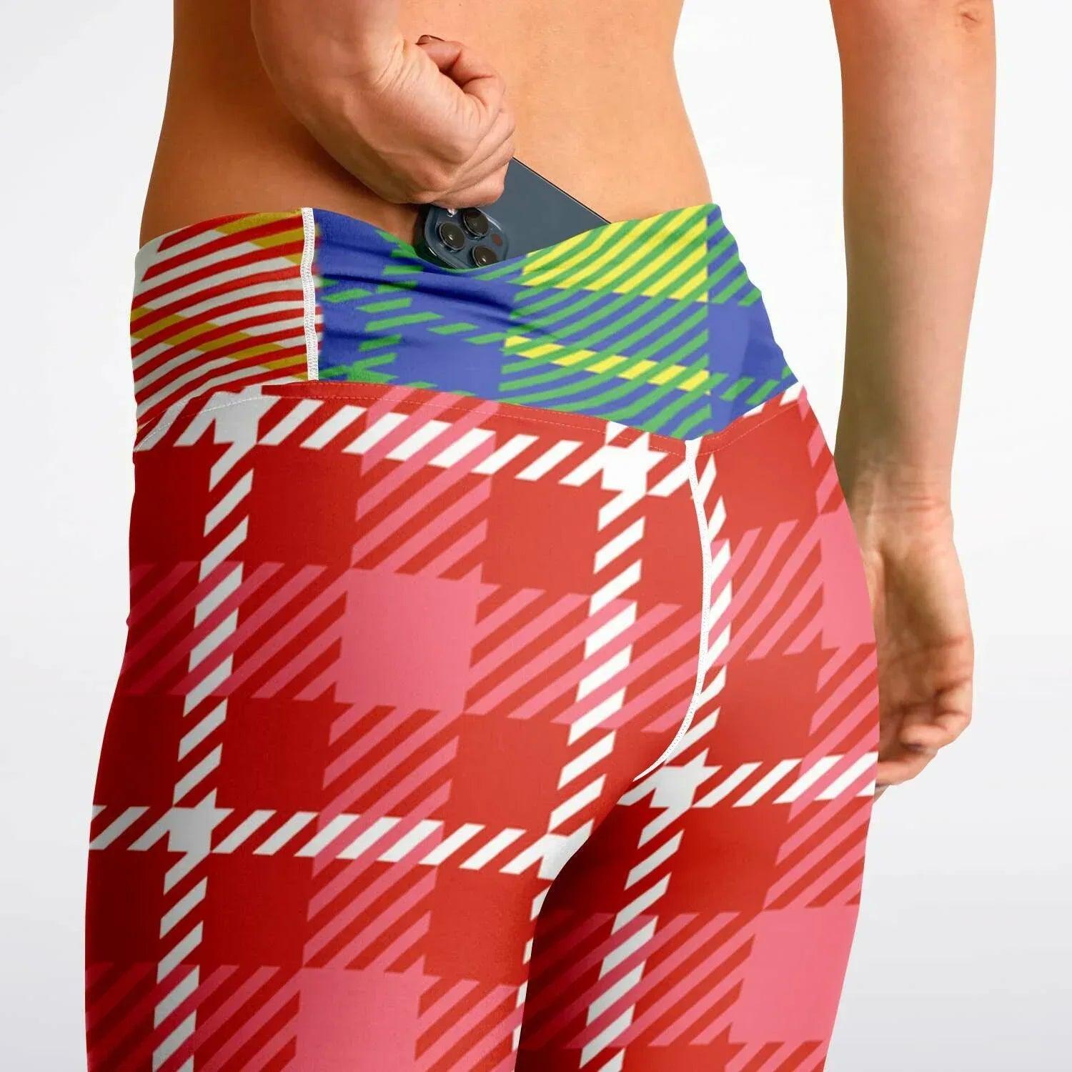 Candy Cane Tastes Good Tartan Plaid Flare Leggings