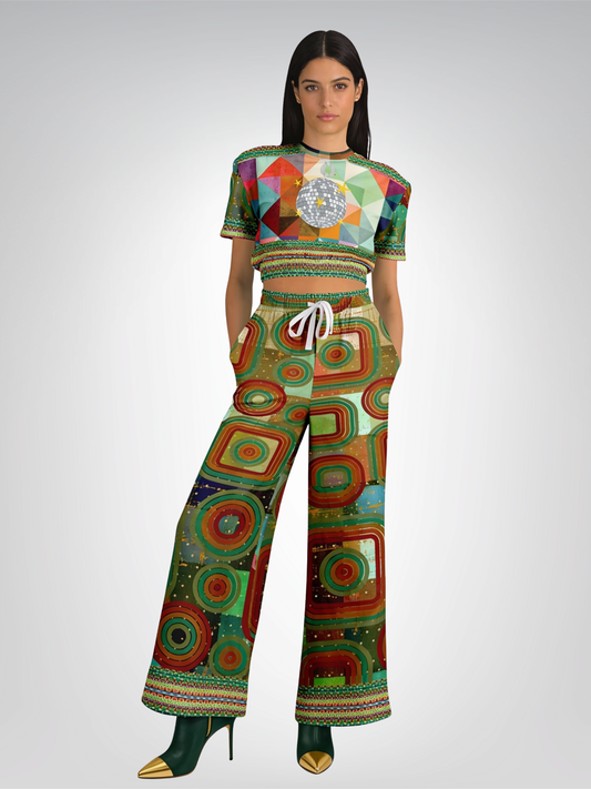 Flashback to The 70s Eco-Poly Short Sleeve Cropped Pullover