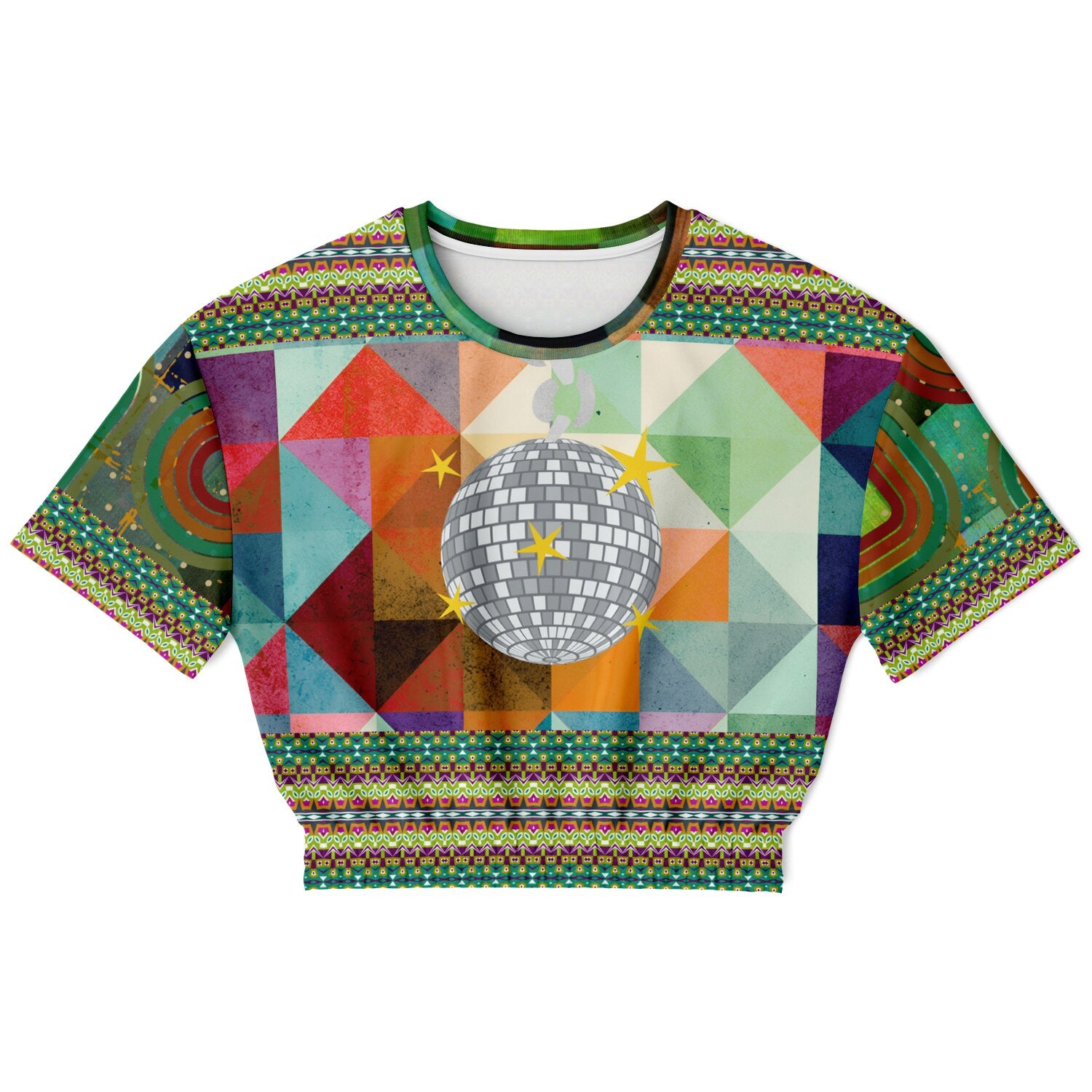 Flashback to The 70s Eco-Poly Short Sleeve Cropped Pullover