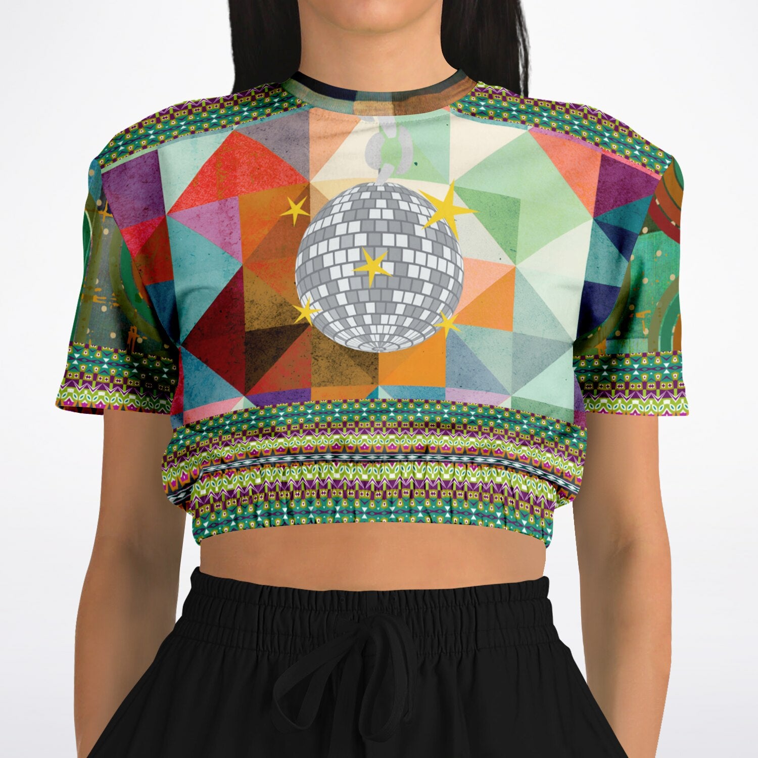 Flashback to The 70s Eco-Poly Short Sleeve Cropped Pullover