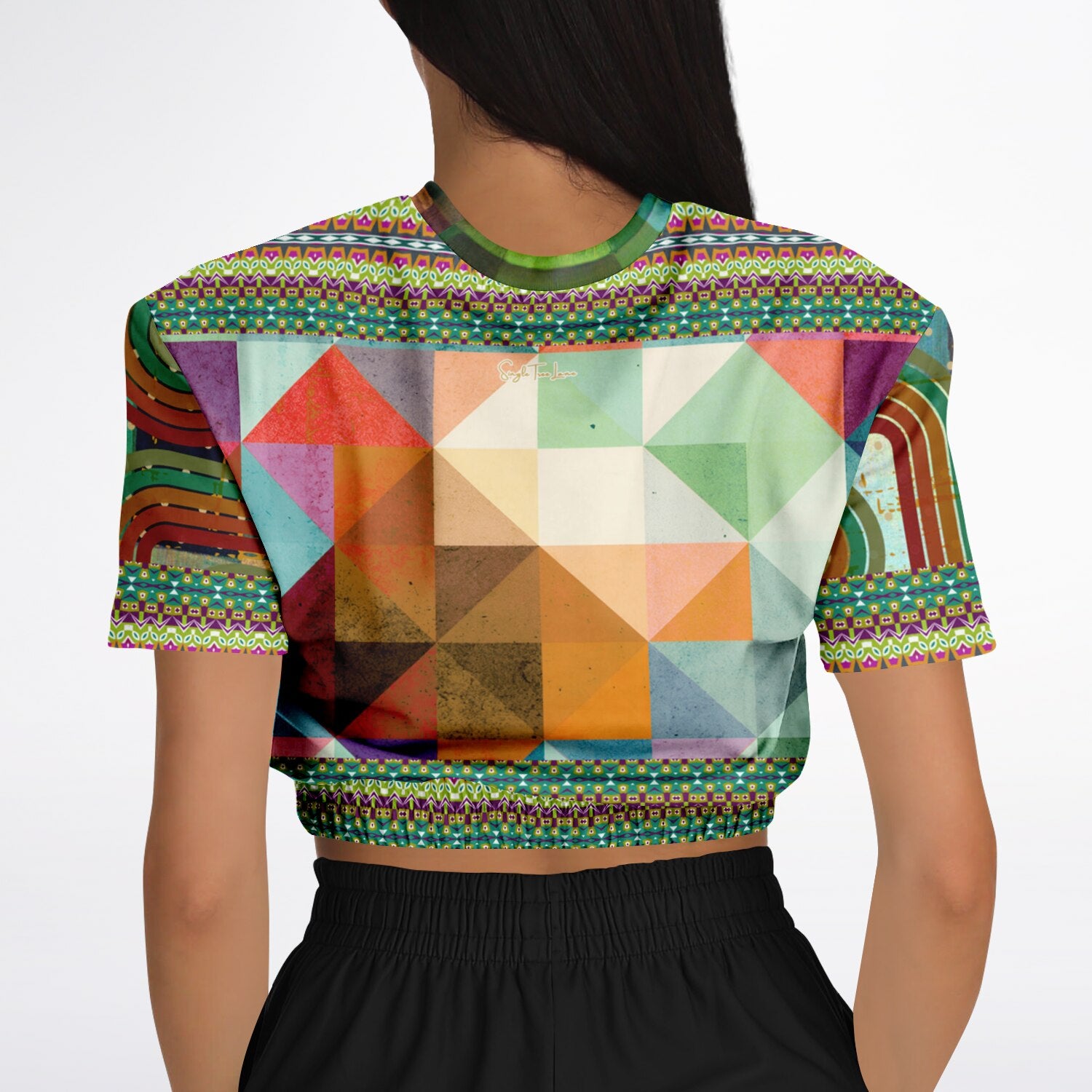 Flashback to The 70s Eco-Poly Short Sleeve Cropped Pullover