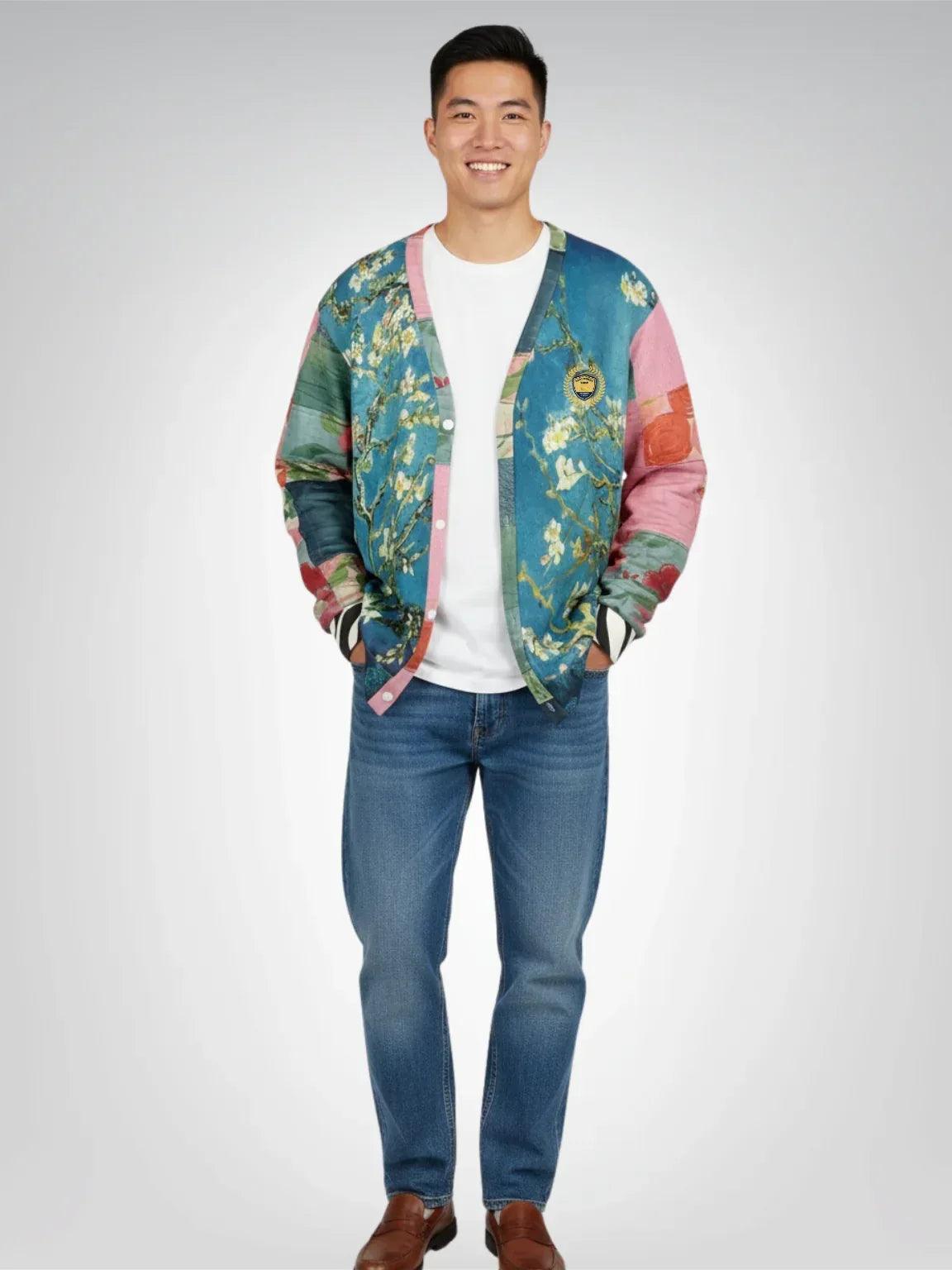 Flowers in Blue Vase - Van Gogh - Heavyweight Unisex Cardigan