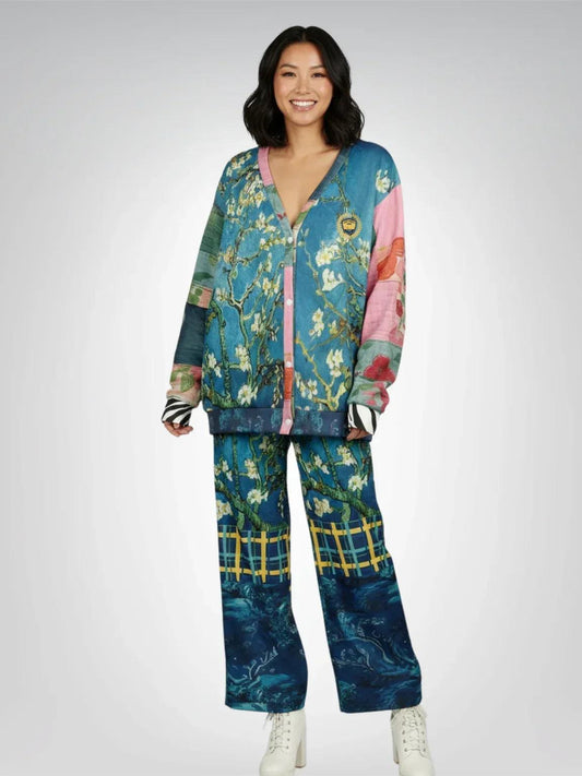 Flowers in Blue Vase - Van Gogh - Heavyweight Unisex Cardigan
