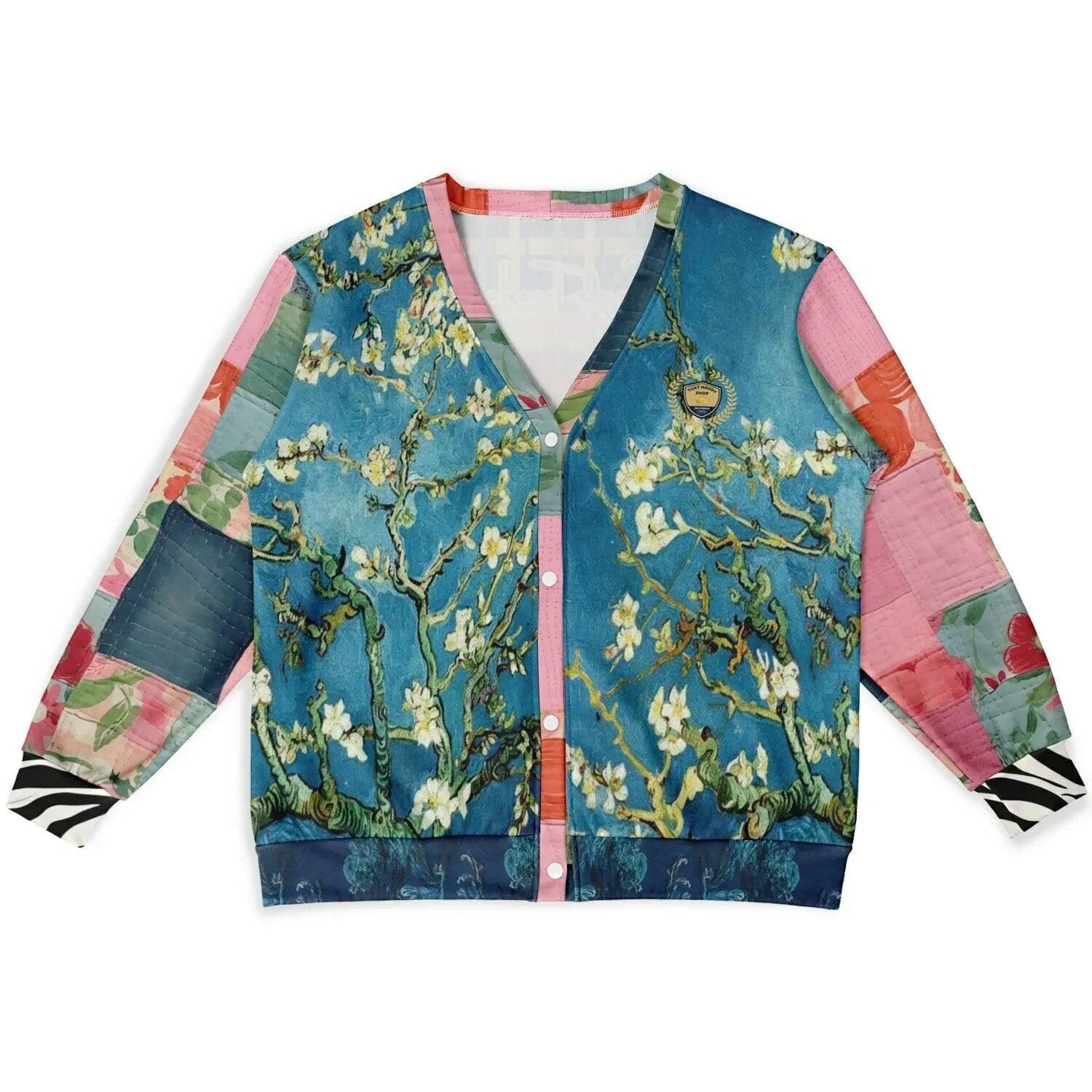 Flowers in Blue Vase - Van Gogh - Heavyweight Unisex Cardigan
