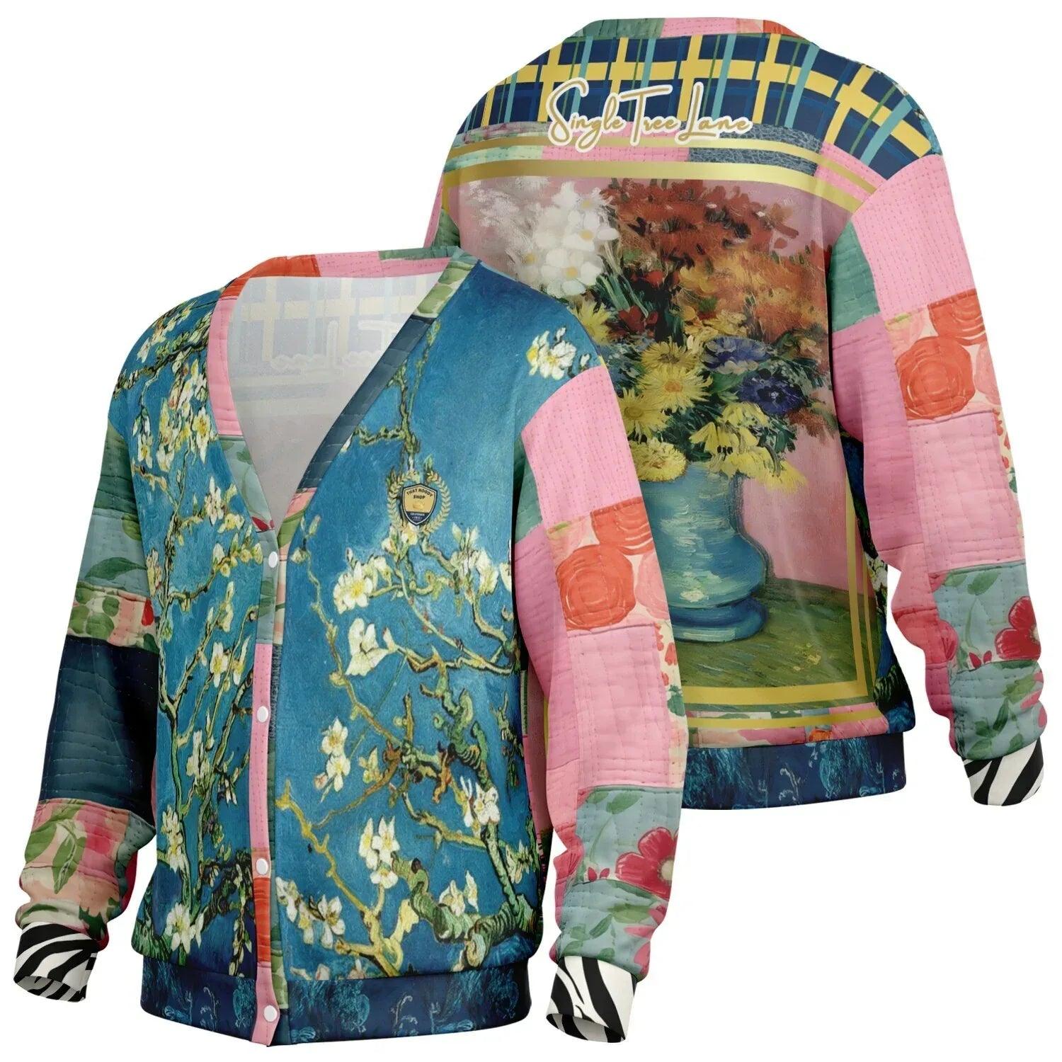 Flowers in Blue Vase - Van Gogh - Heavyweight Unisex Cardigan