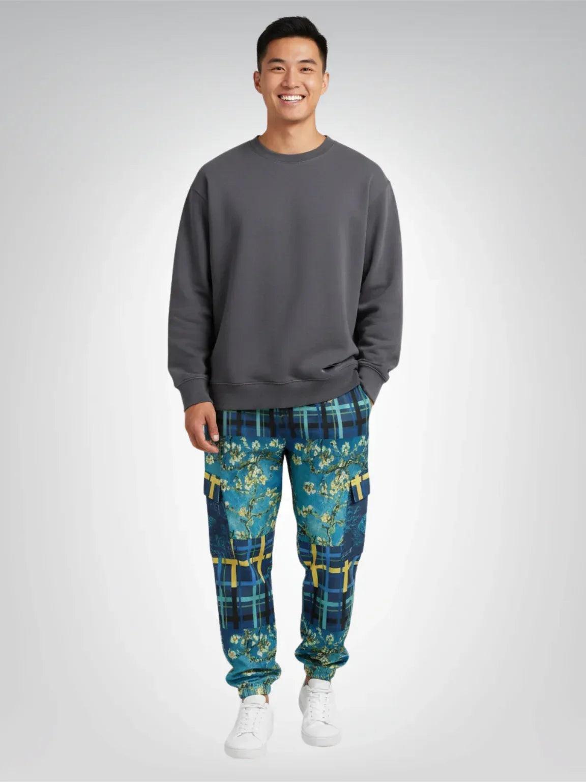 Flowers in Blue Vase - Van Gogh - Eco-Poly Cargo Joggers