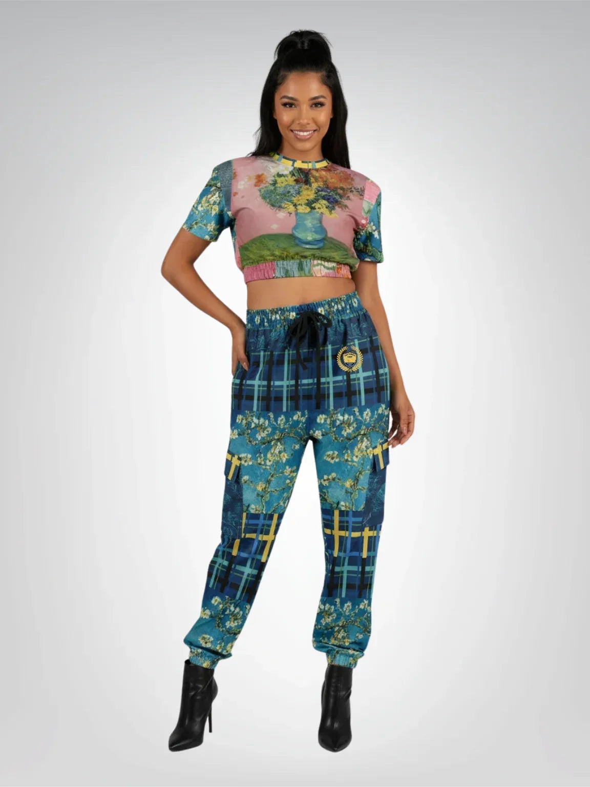 Flowers in Blue Vase - Van Gogh - Eco-Poly Cargo Joggers