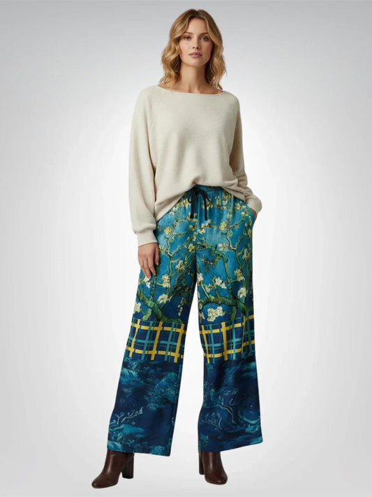 Flowers in Blue Vase - Van Gogh - Eco-Poly Wide Leg Pants