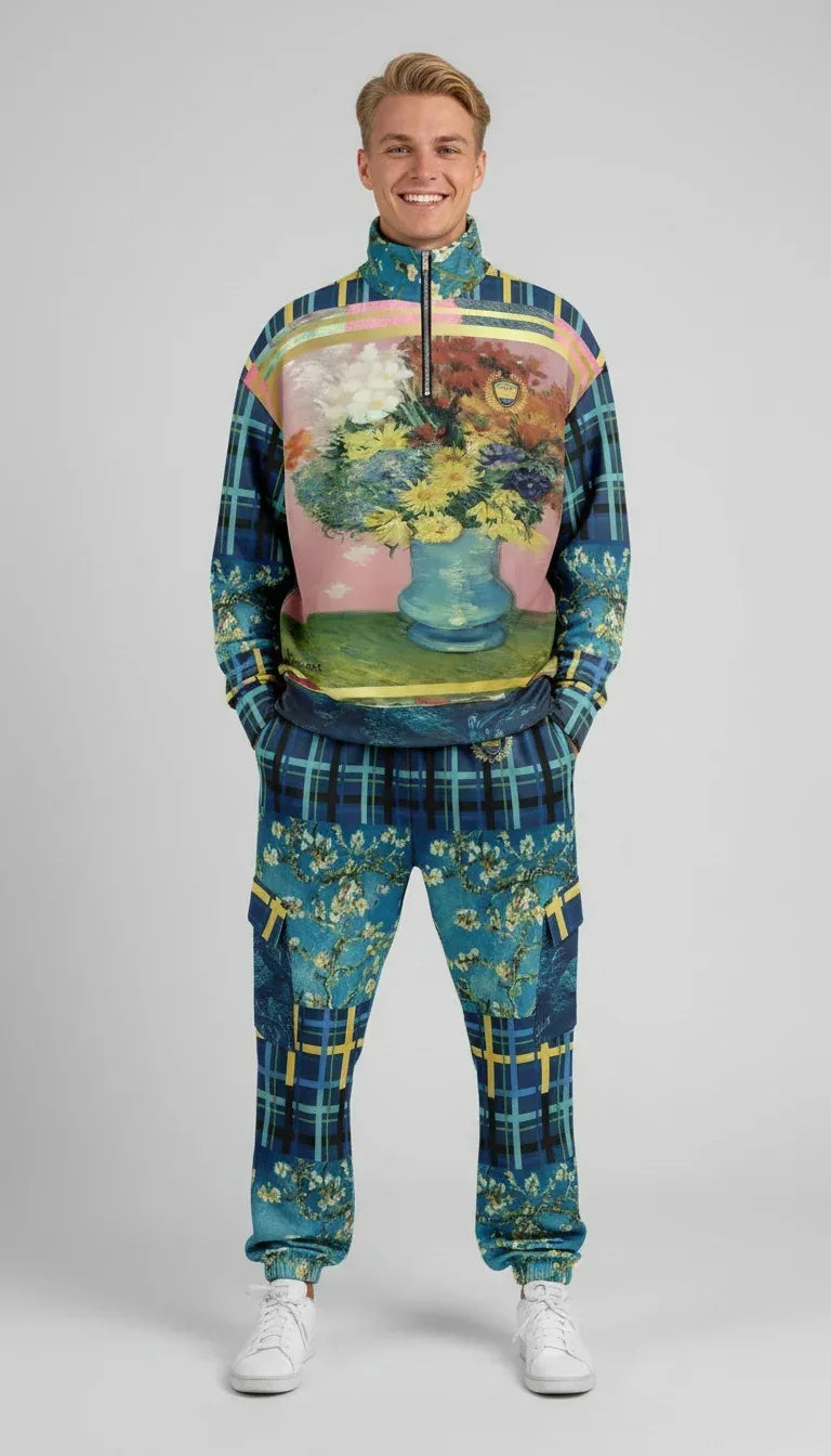 Flowers in Blue Vase - Van Gogh - Eco-Poly Cargo Joggers