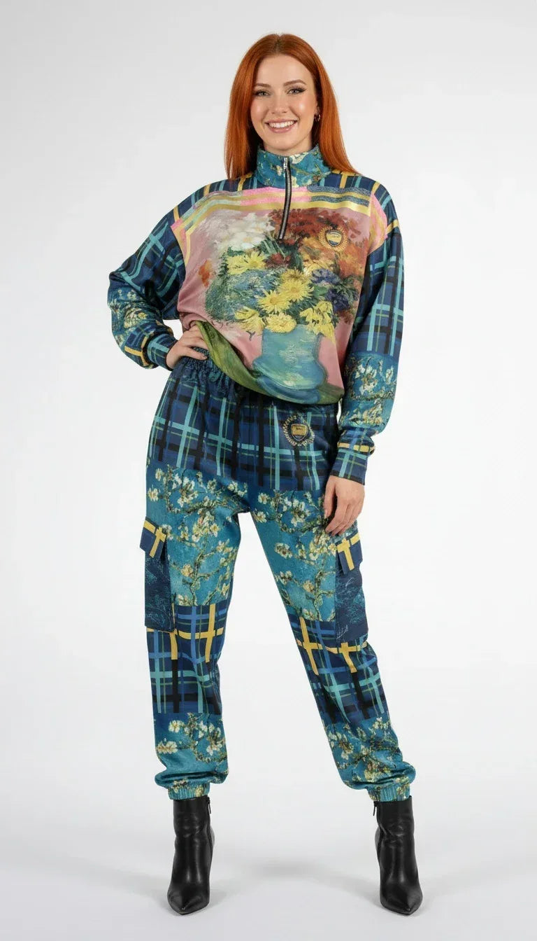 Flowers in Blue Vase - Van Gogh - Eco-Poly Cargo Joggers