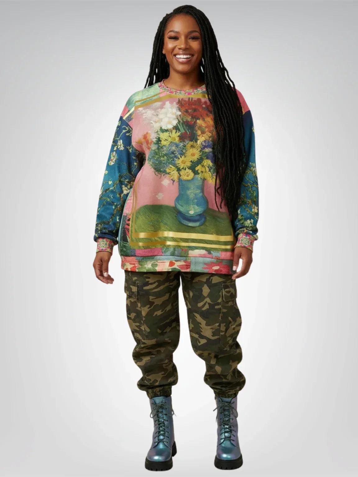 Flowers in Blue Vase - Van Gogh - Unisex Sweatshirt (Gold Label)