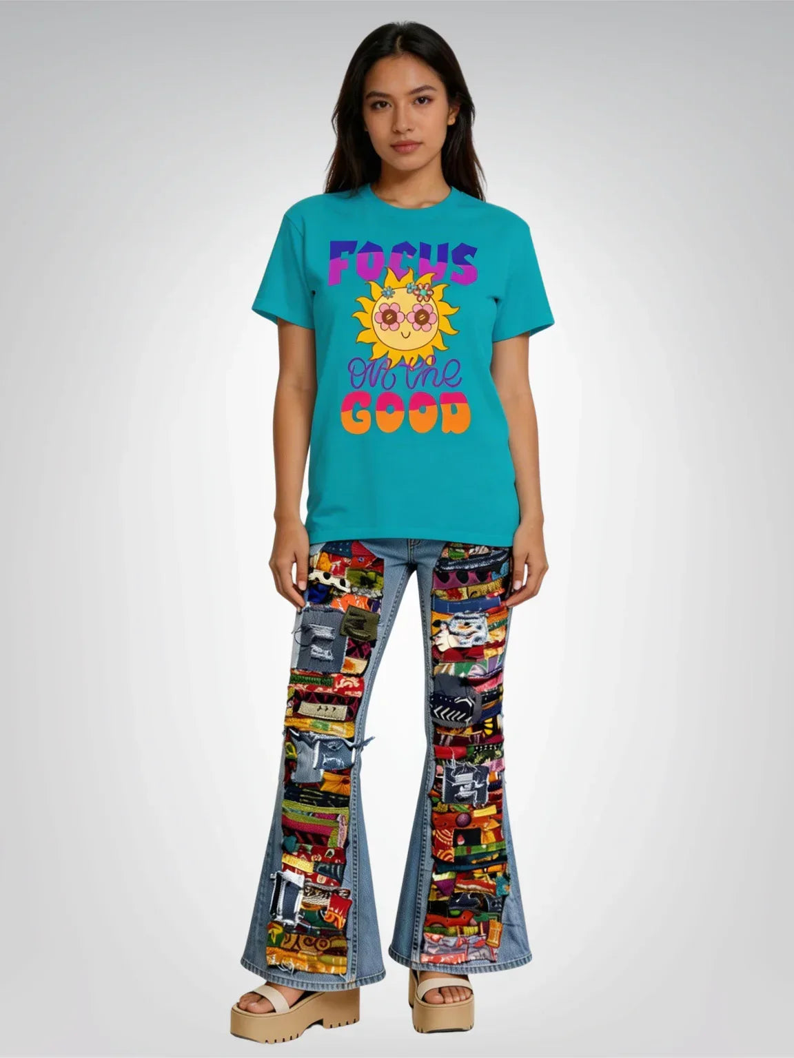 Focus On The Good - Sunshiney Face Heavyweight Unisex Tee