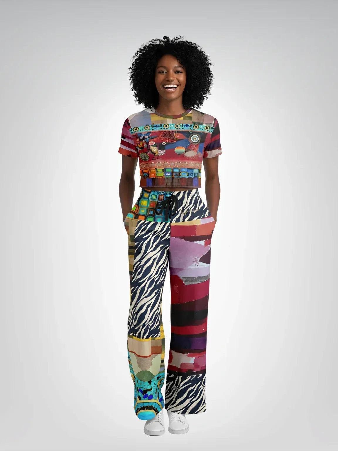 Forest Fowl in the Garden of Eden - Klee - Eco-Poly Short Sleeve Cropped Pullover