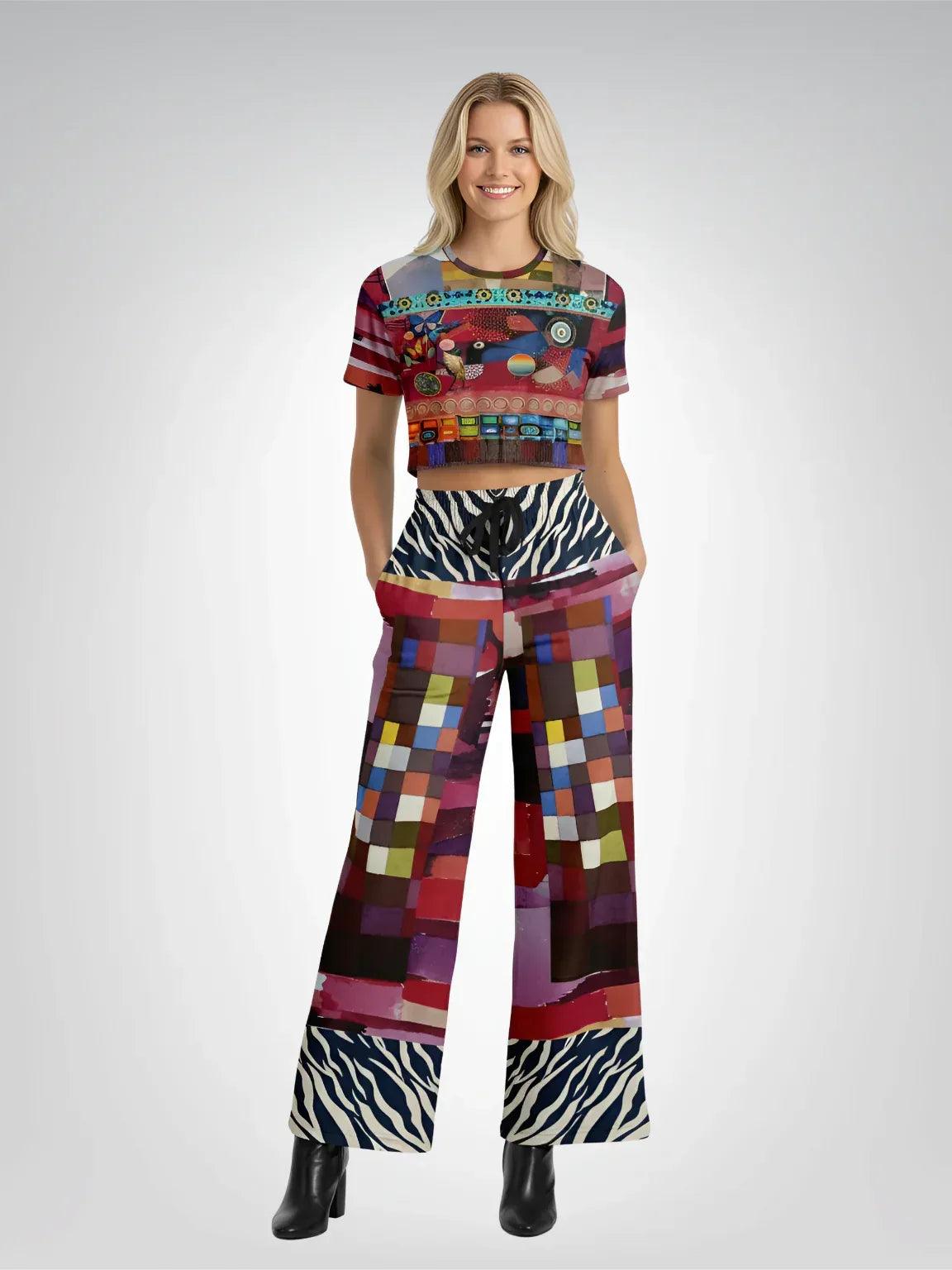 Forest Fowl in the Garden of Eden - Klee - Eco-Poly Short Sleeve Cropped Pullover