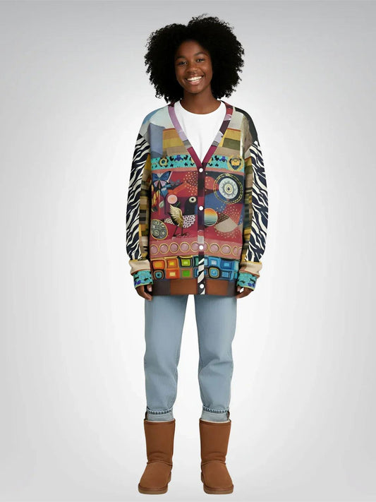 Forest Fowl in the Garden of Eden - Klee - Heavyweight Unisex Cardigan