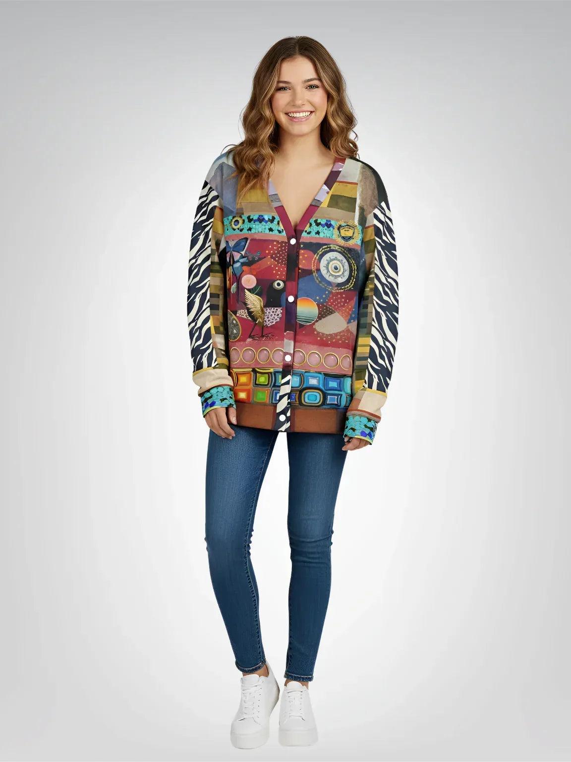 Forest Fowl in the Garden of Eden - Klee - Heavyweight Unisex Cardigan