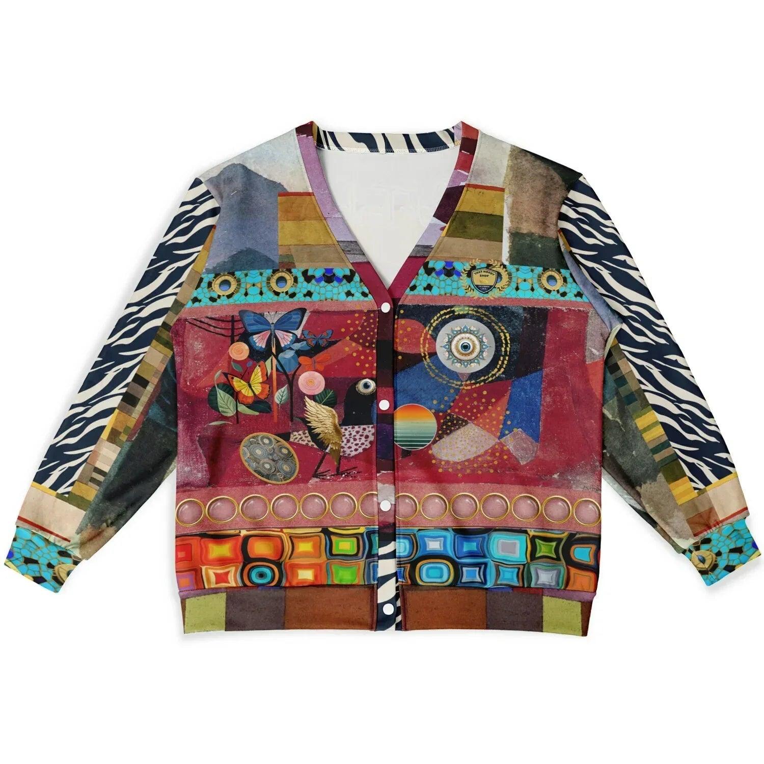 Forest Fowl in the Garden of Eden - Klee - Heavyweight Unisex Cardigan