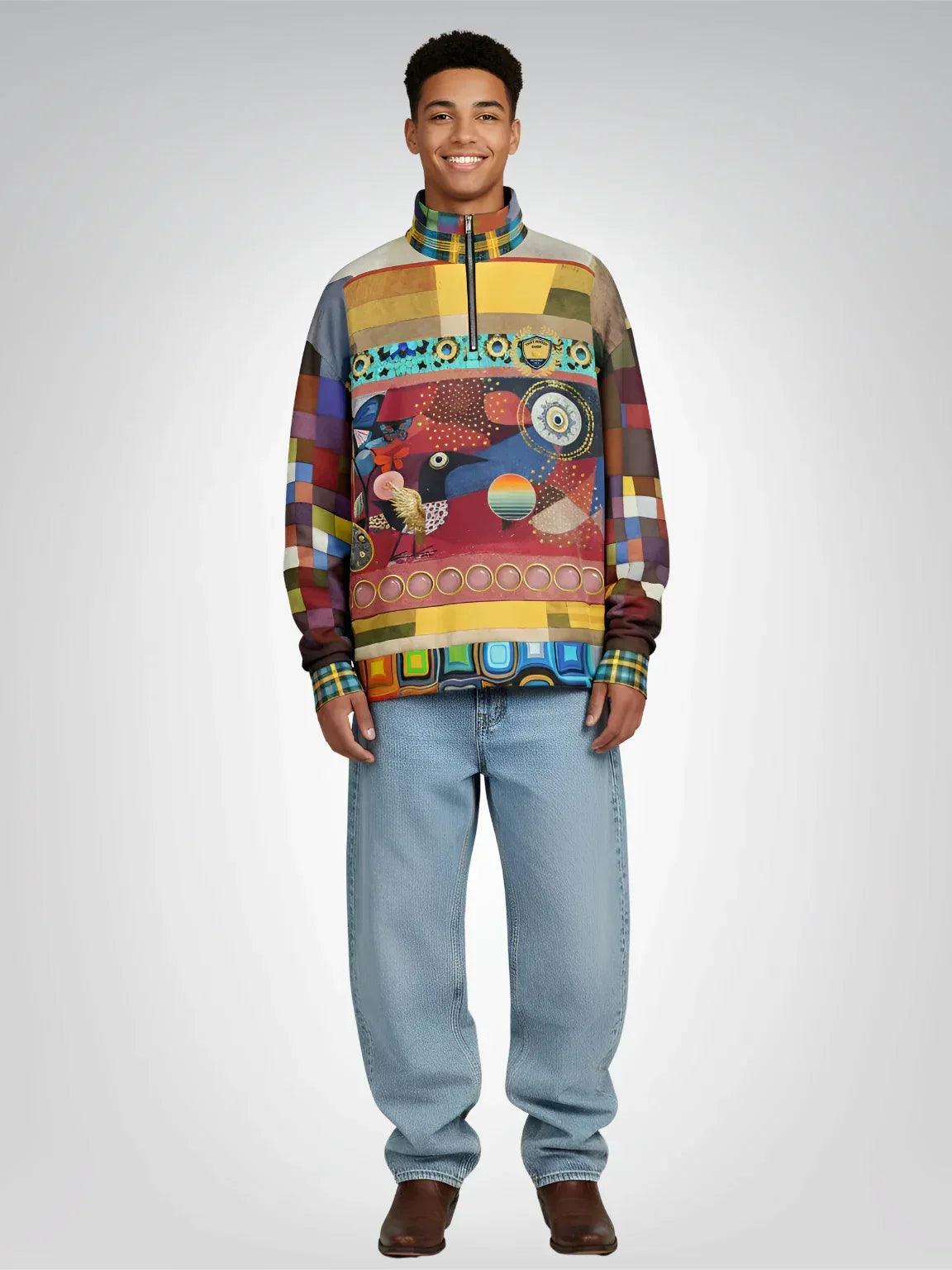 Forest Fowl in the Garden of Eden - Klee - Heavyweight Oversized Quarter Zip Sweatshirt