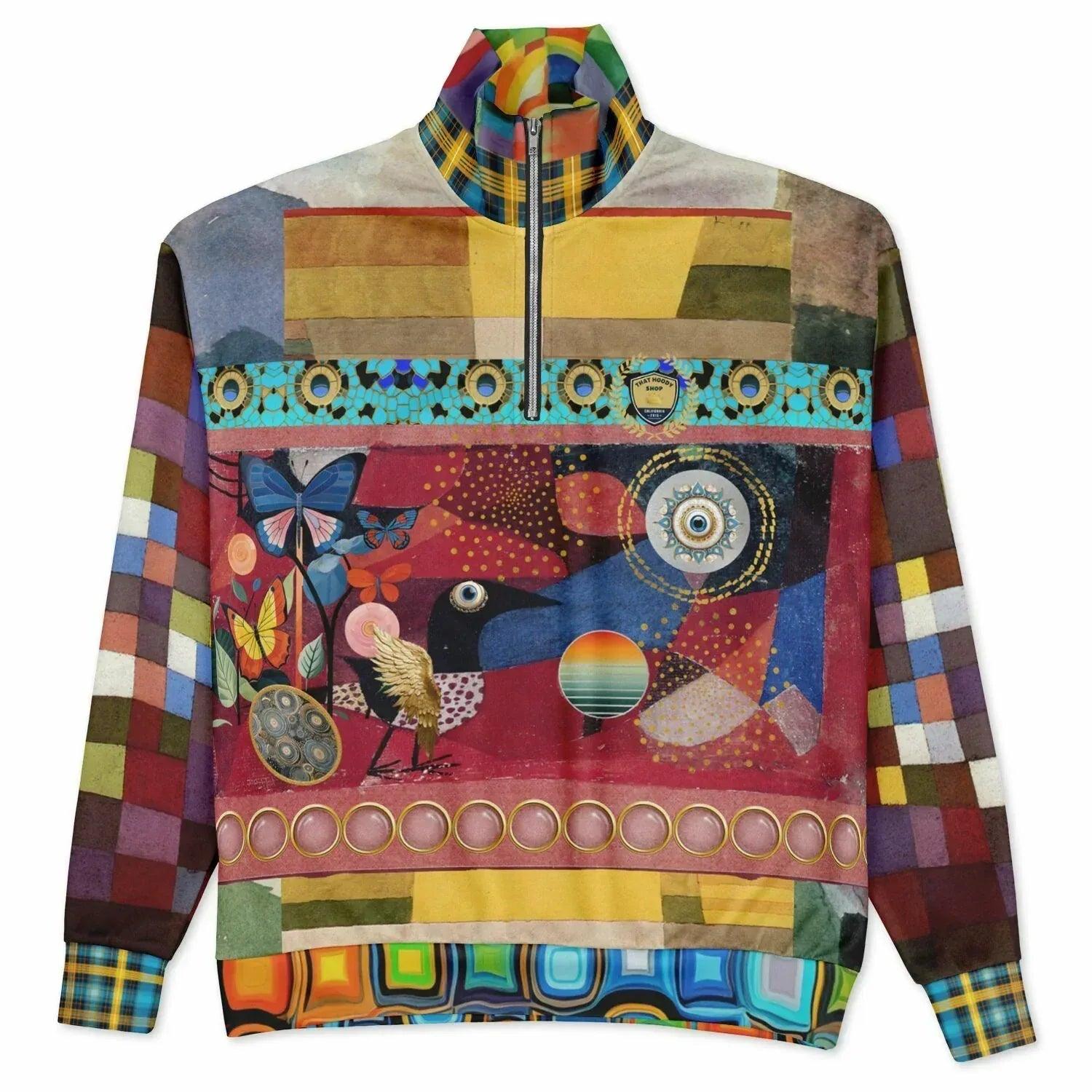Forest Fowl in the Garden of Eden - Klee - Heavyweight Oversized Quarter Zip Sweatshirt