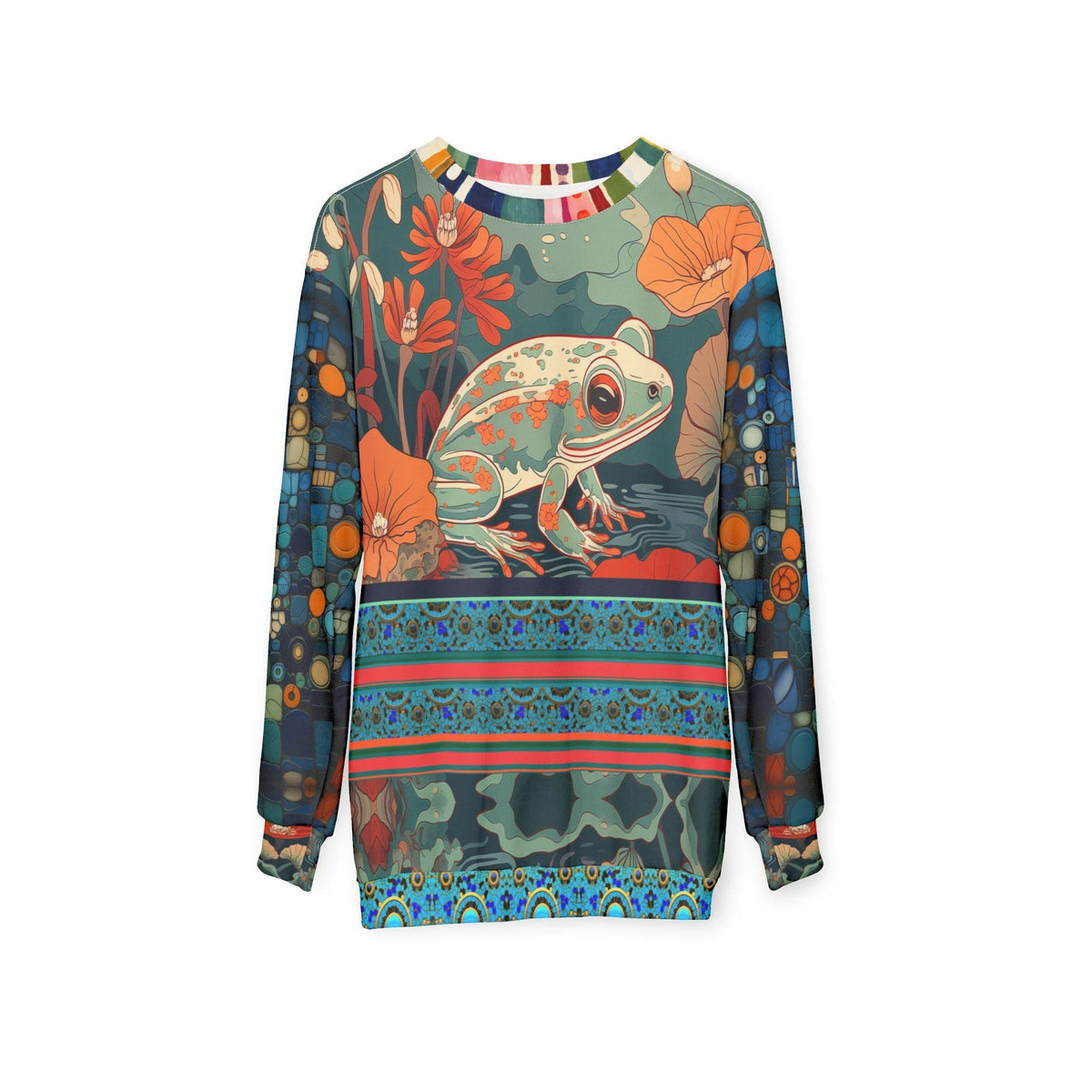 Frog on Koi Pond Art Nouveau Style Unisex Sweatshirt (Gold Label)