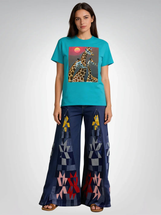 Giraffes on the Savanna - Straight Outta Africa - Heavyweight Unisex Tee