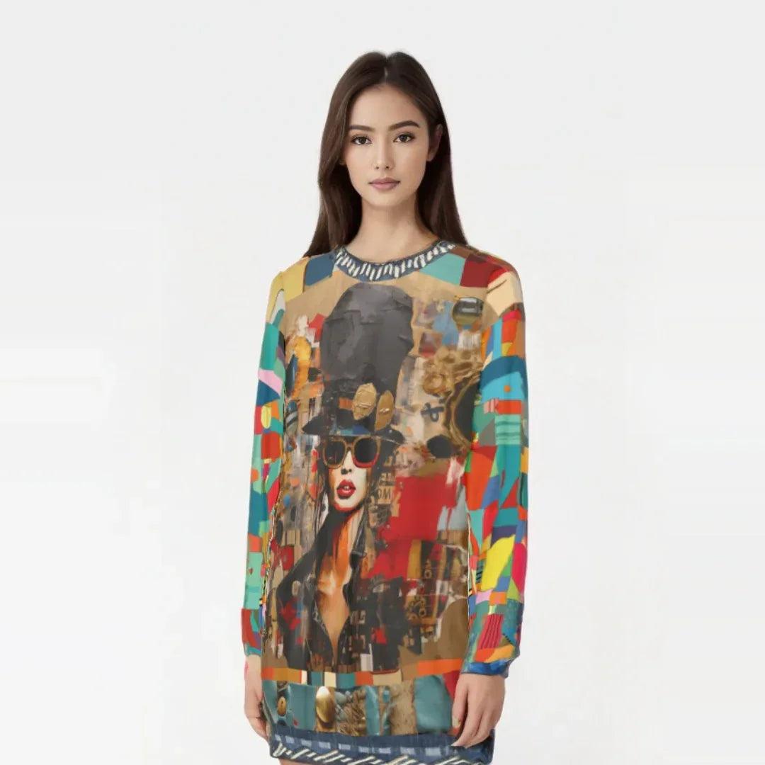 Girl in Chapeau Reflections Patchwork Unisex Sweatshirt (Gold Label)