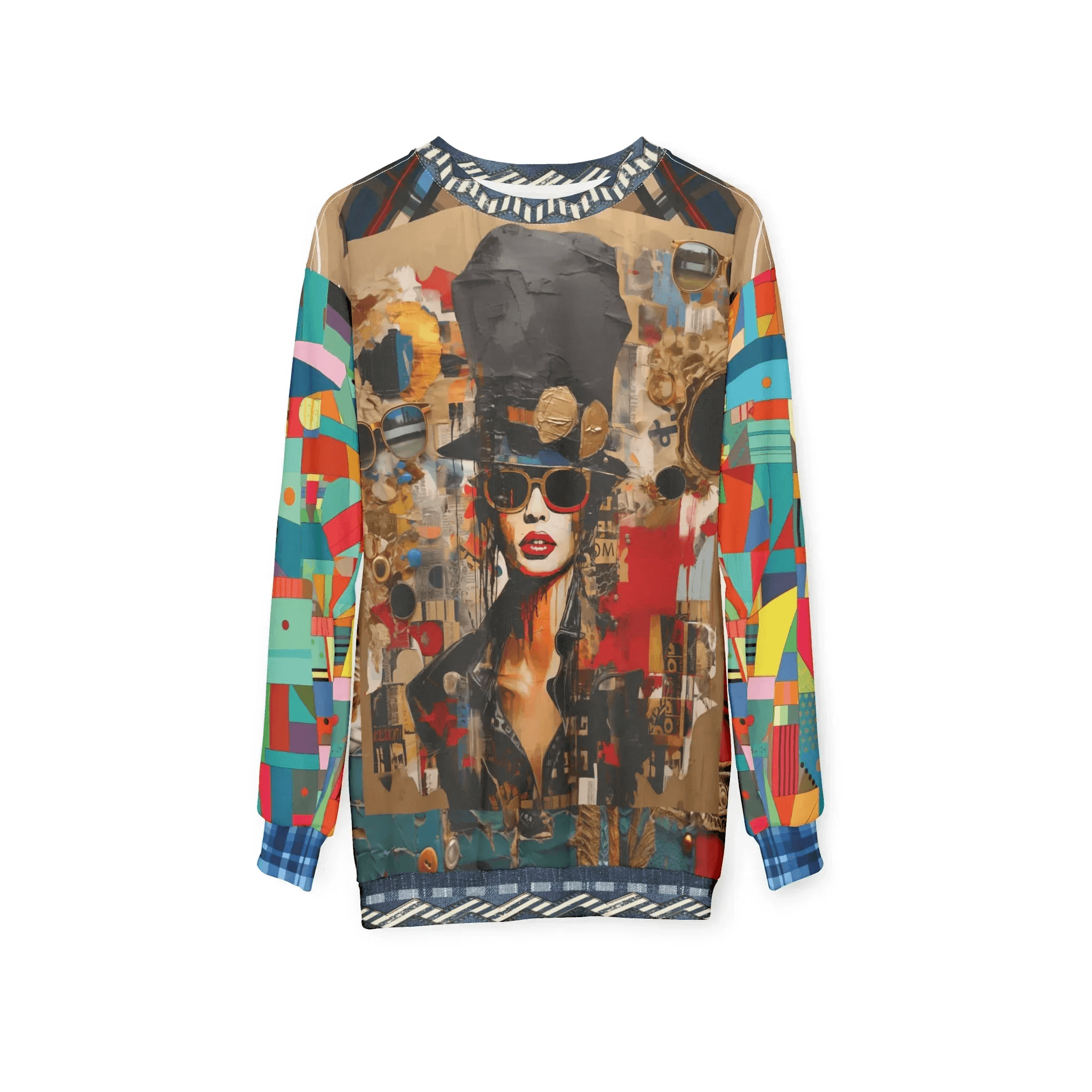 Girl in Chapeau Reflections Patchwork Unisex Sweatshirt (Gold Label)