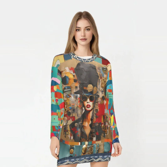 Girl in Chapeau Reflections Patchwork Unisex Sweatshirt (Gold Label)