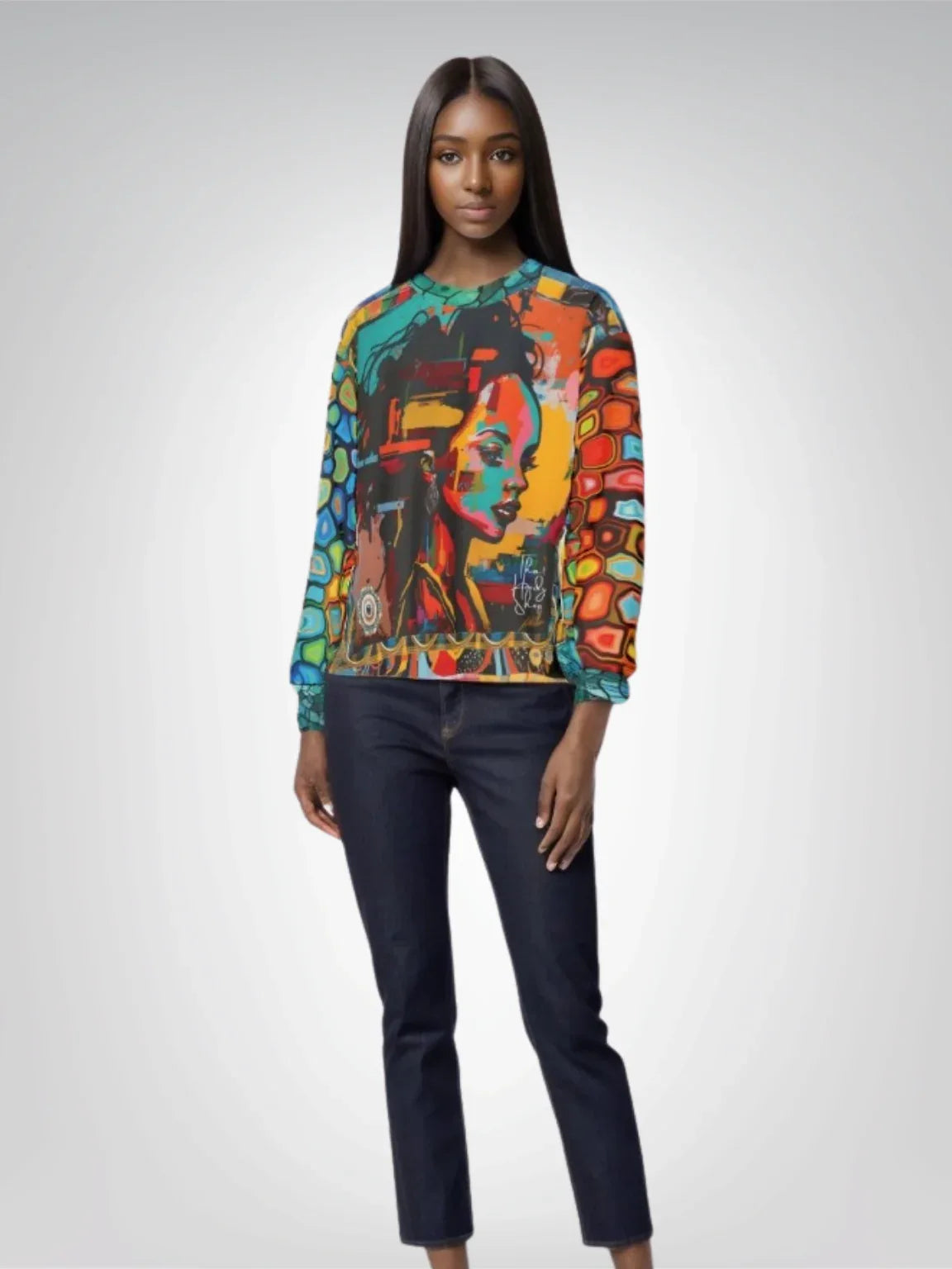 Girl in Colorblock Graffiti Unisex Sweatshirt (Gold Label)