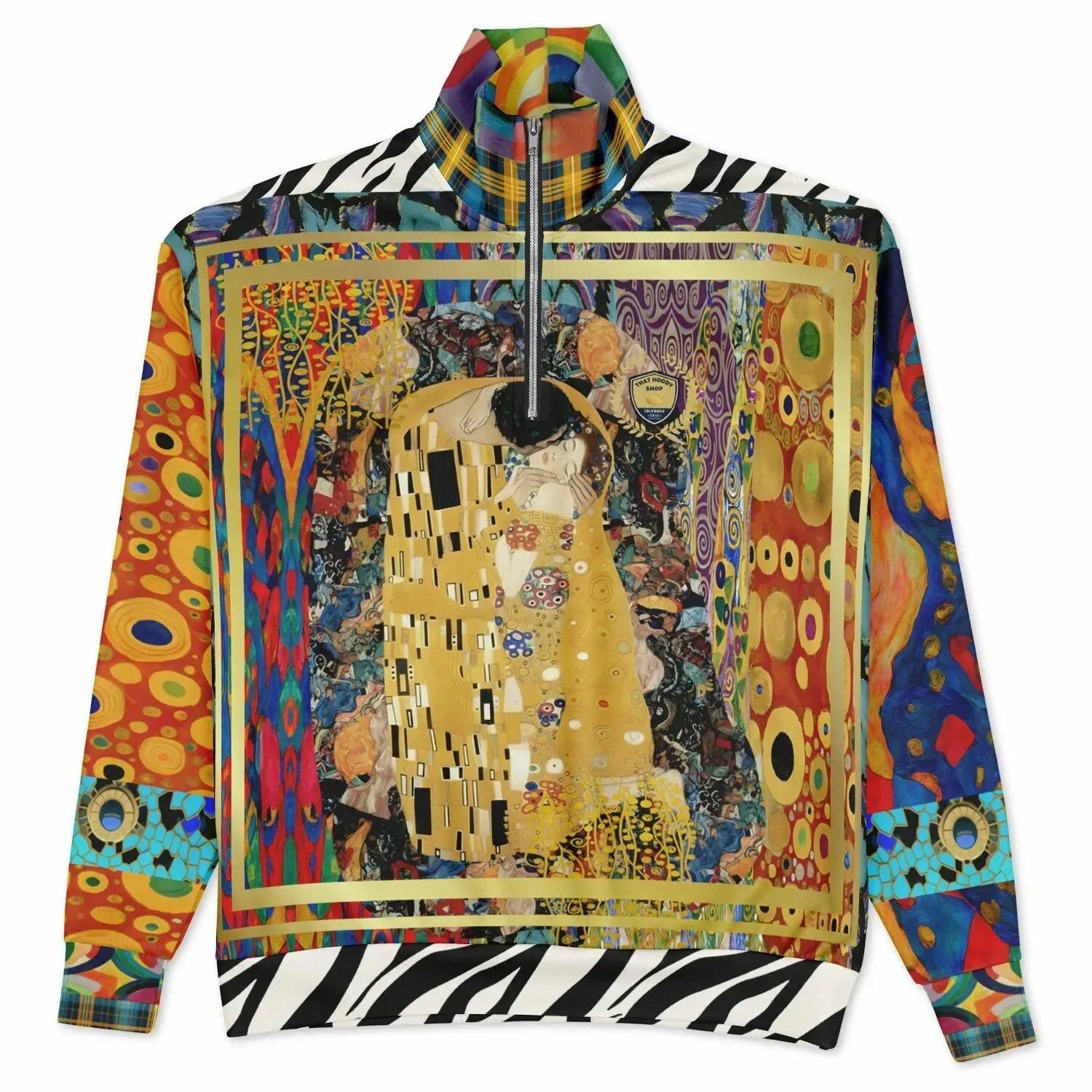 Give Me a Kiss -Klimt - Art Deco Print Heavyweight Oversized Quarter Zip Sweatshirt
