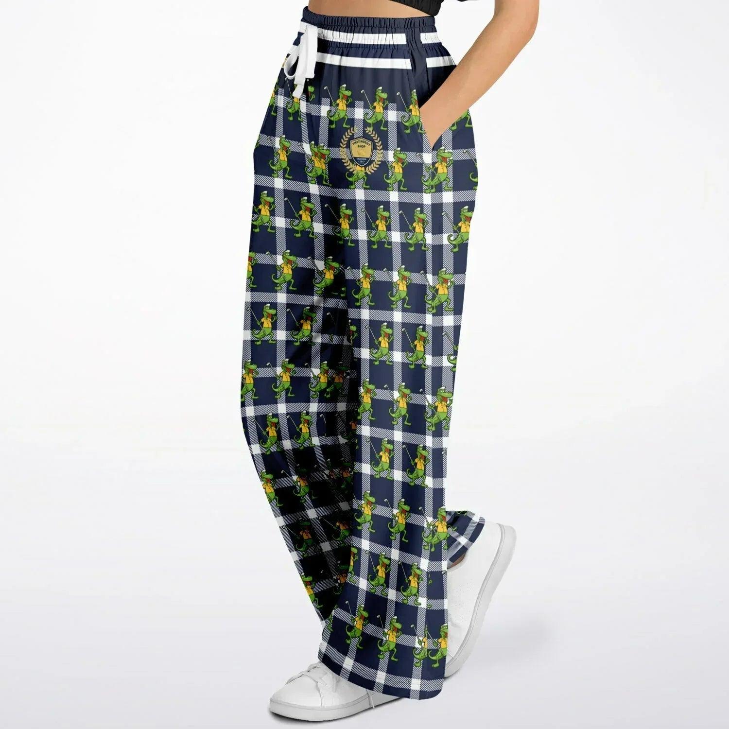 Gator Goes Golfing in Plaid Eco-Poly Wide Leg Pants