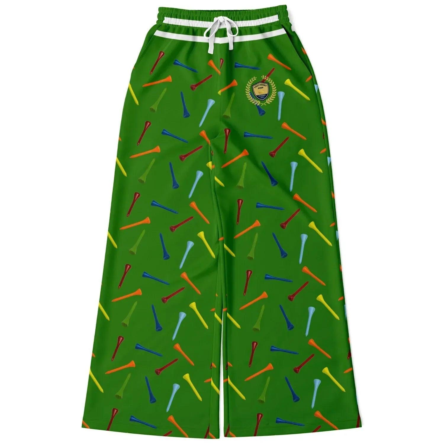 Golf Tee Time in Green Eco-Poly Wide Leg Pants