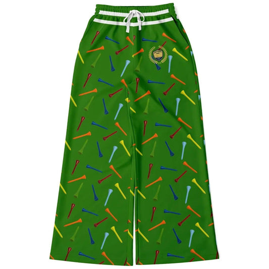 Golf Tee Time in Green Eco-Poly Wide Leg Pants