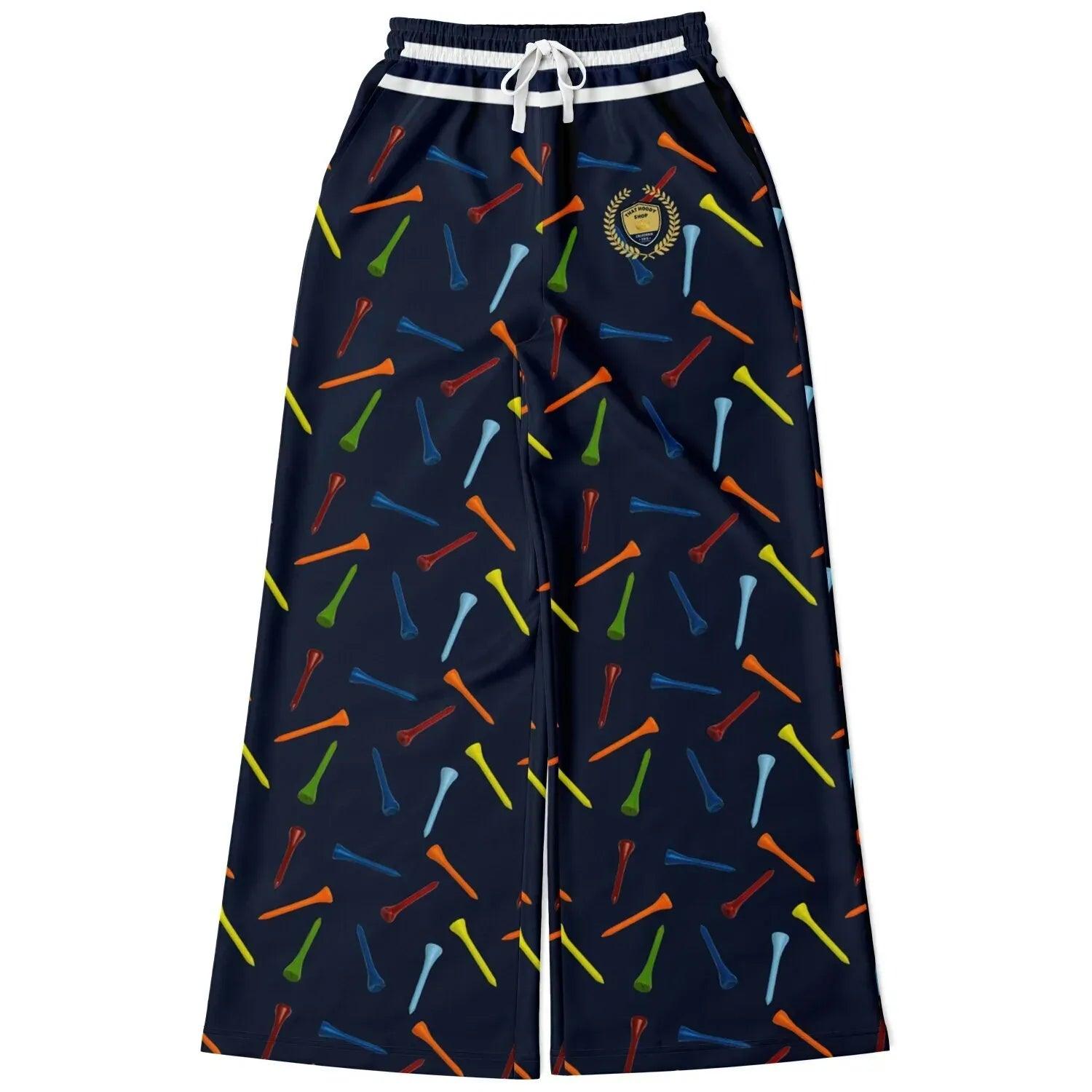 Golf Tee Time in Navy Blue Eco-Poly Wide Leg Pants