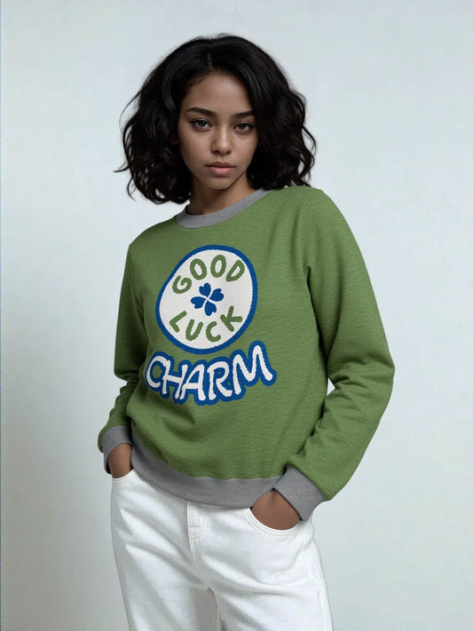 Good Luck Charm Knitted Crewneck Sweater