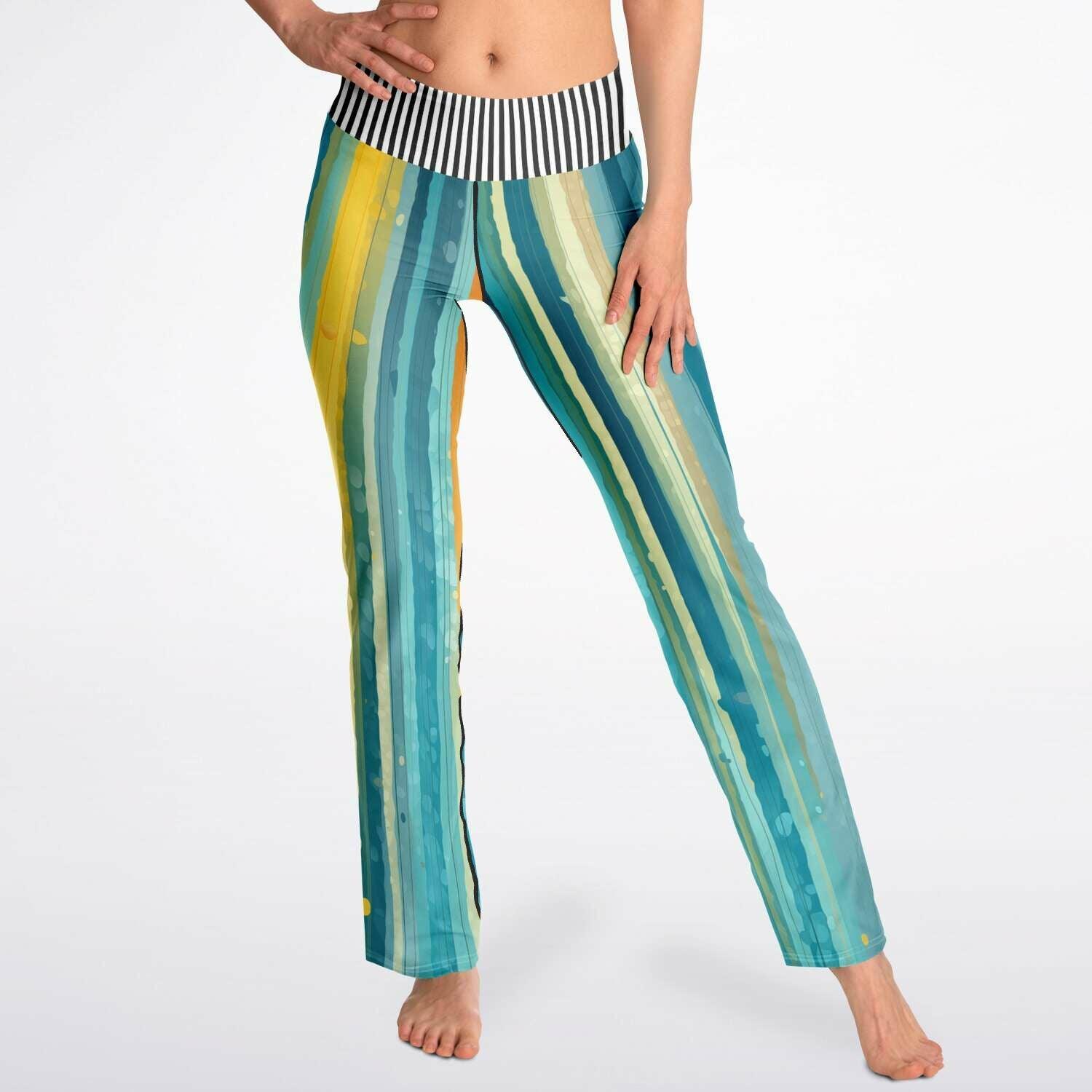 Greek Isles Blue Stripe Flare Leggings