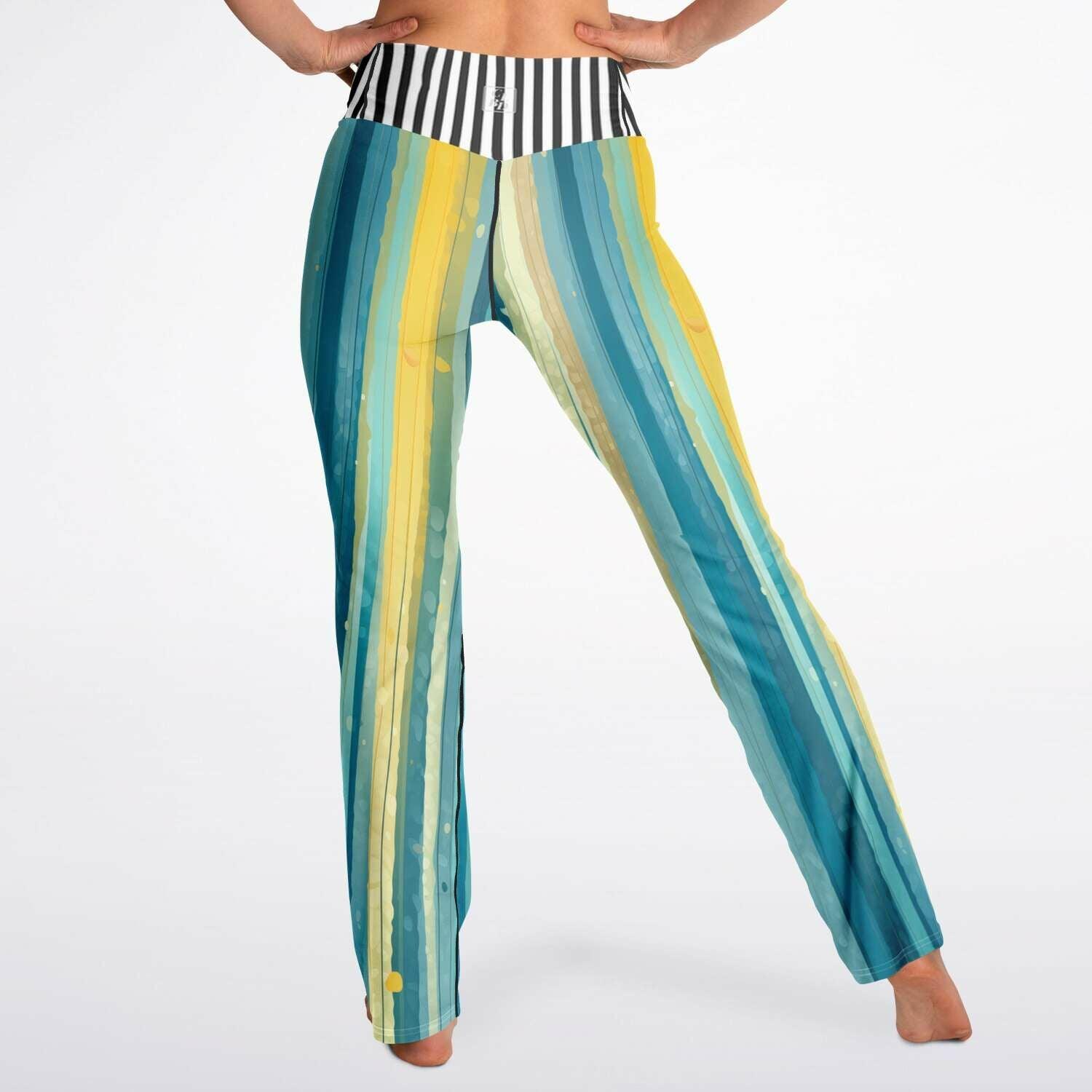 Greek Isles Blue Stripe Flare Leggings