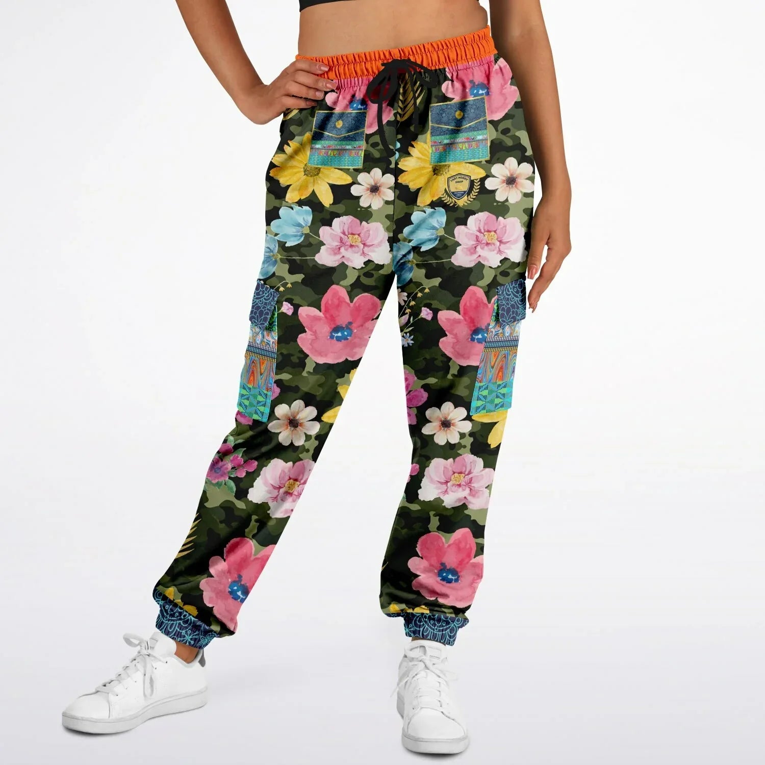 Green Floral Camo Eco-Poly Cargo Joggers