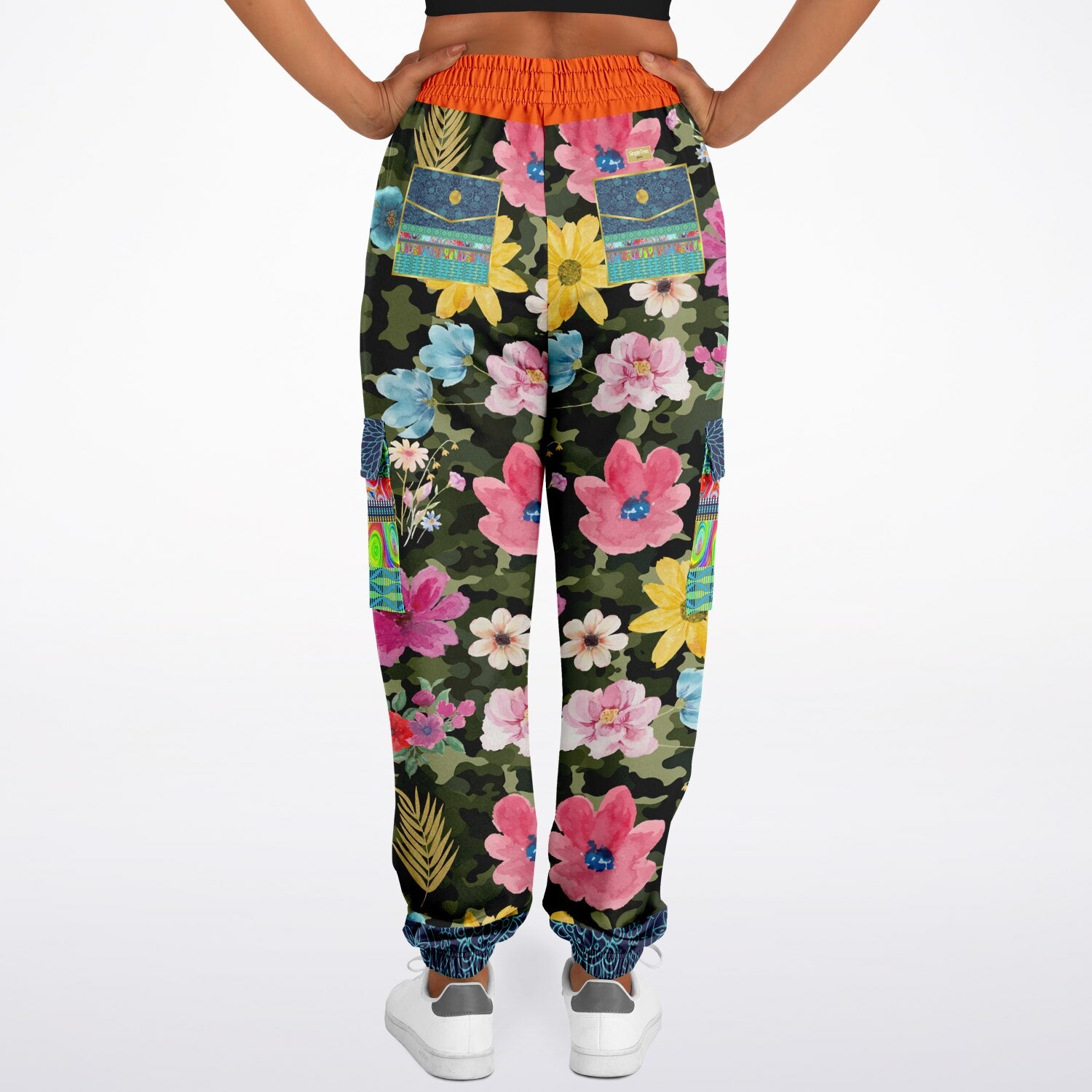 Green Floral Camo Eco-Poly Cargo Joggers