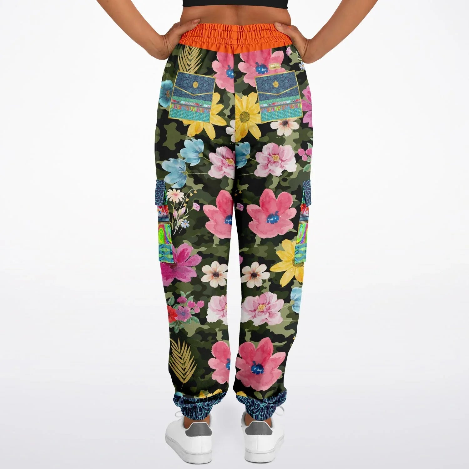 Green Floral Camo Eco-Poly Cargo Joggers