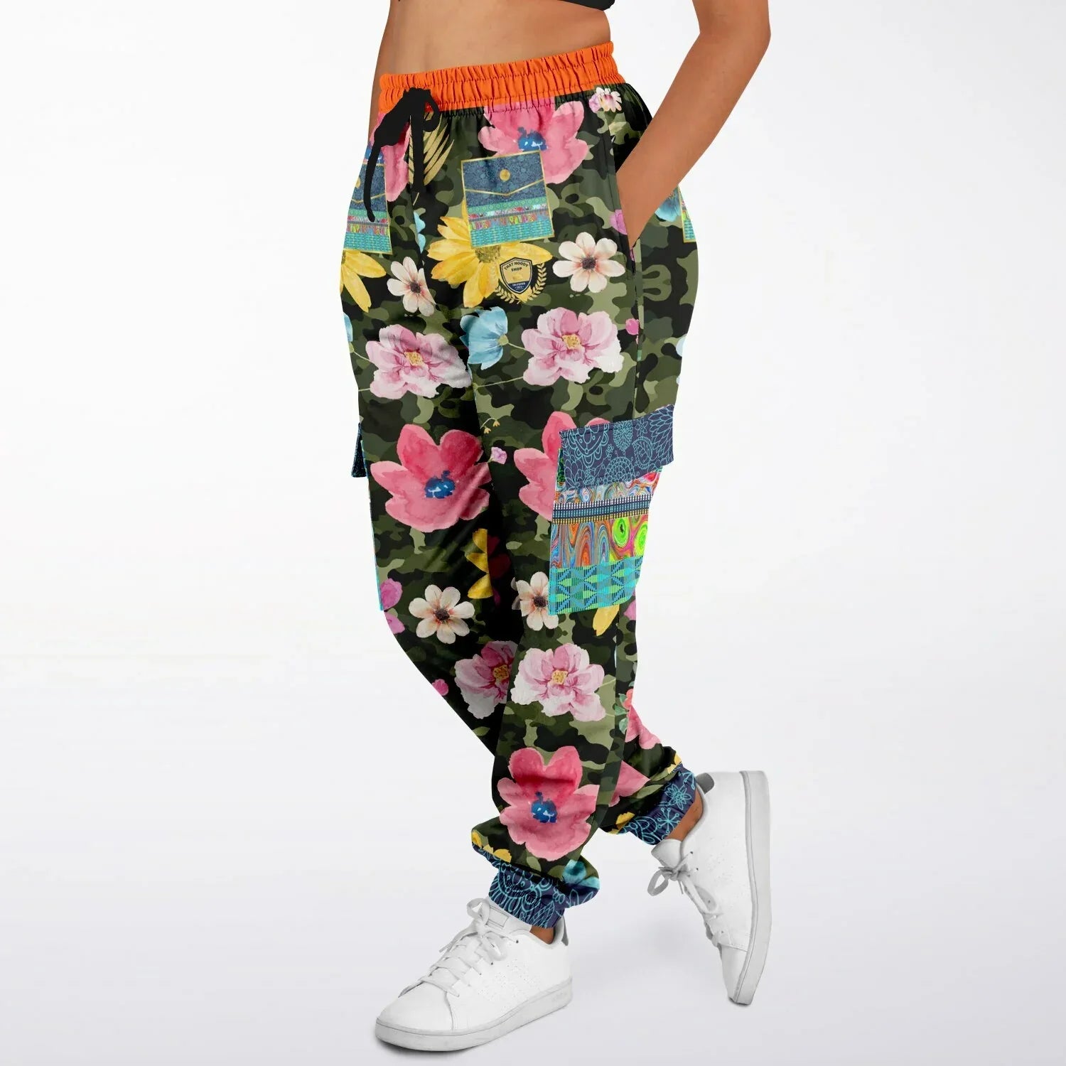 Green Floral Camo Eco-Poly Cargo Joggers
