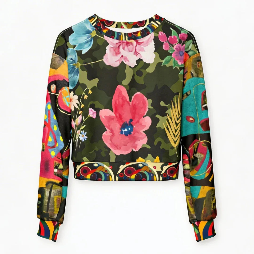Green Floral Camo Cropped Sweatshirt (Gold Label)