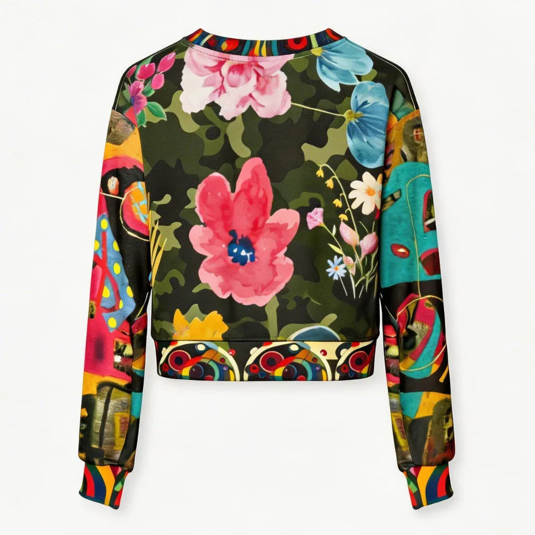 Green Floral Camo Cropped Sweatshirt (Gold Label)
