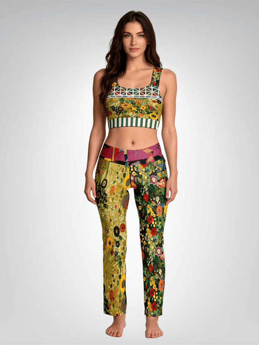 Green Forest Fairy Floral Padded Sports Bra