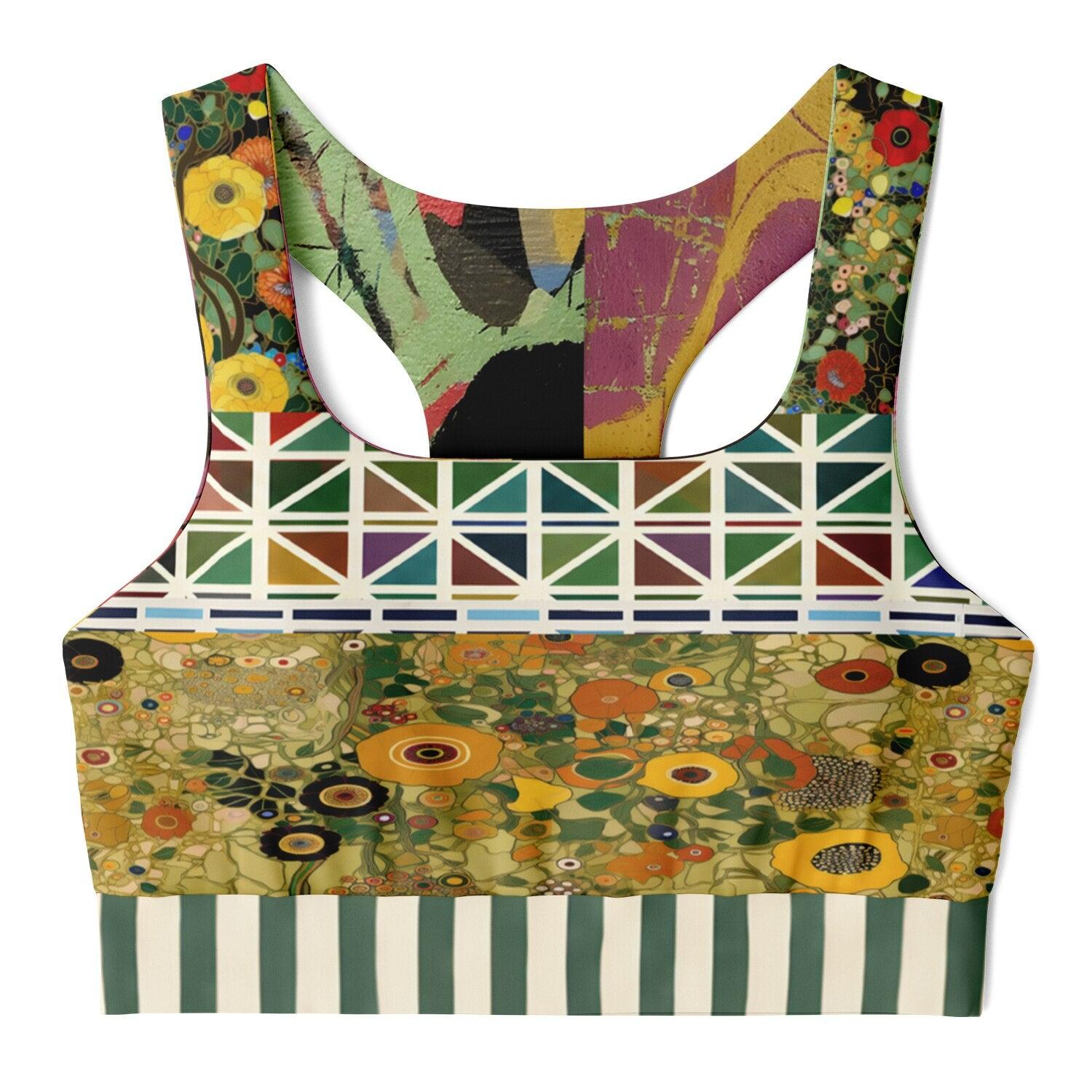 Green Forest Fairy Floral Padded Sports Bra