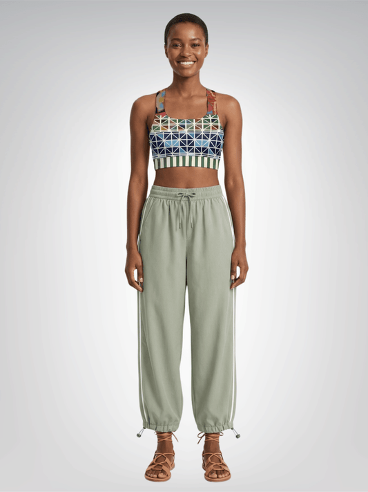 Green Forest Fairy Geometric Floral Padded Sports Bra