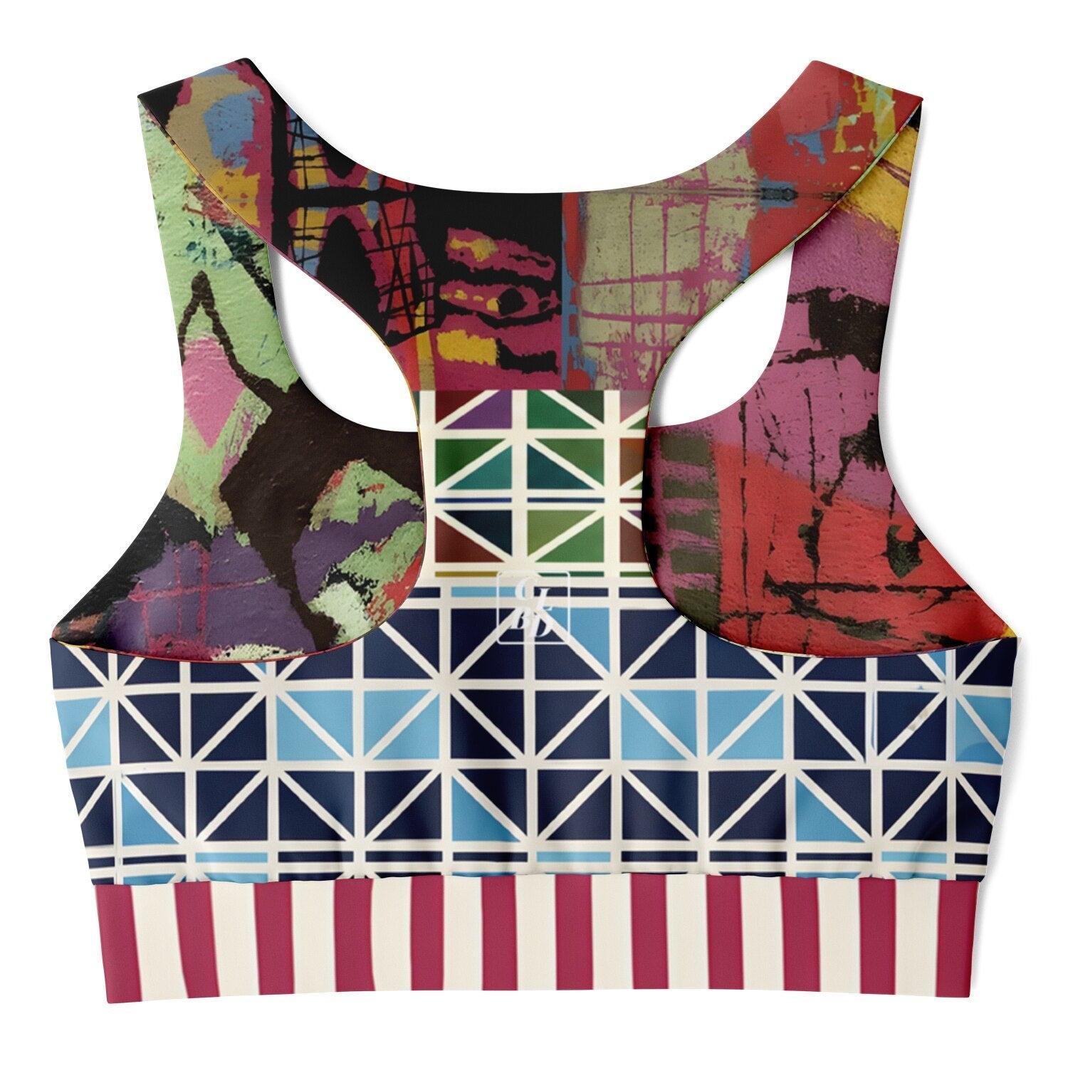 Green Forest Fairy Geometric Floral Padded Sports Bra