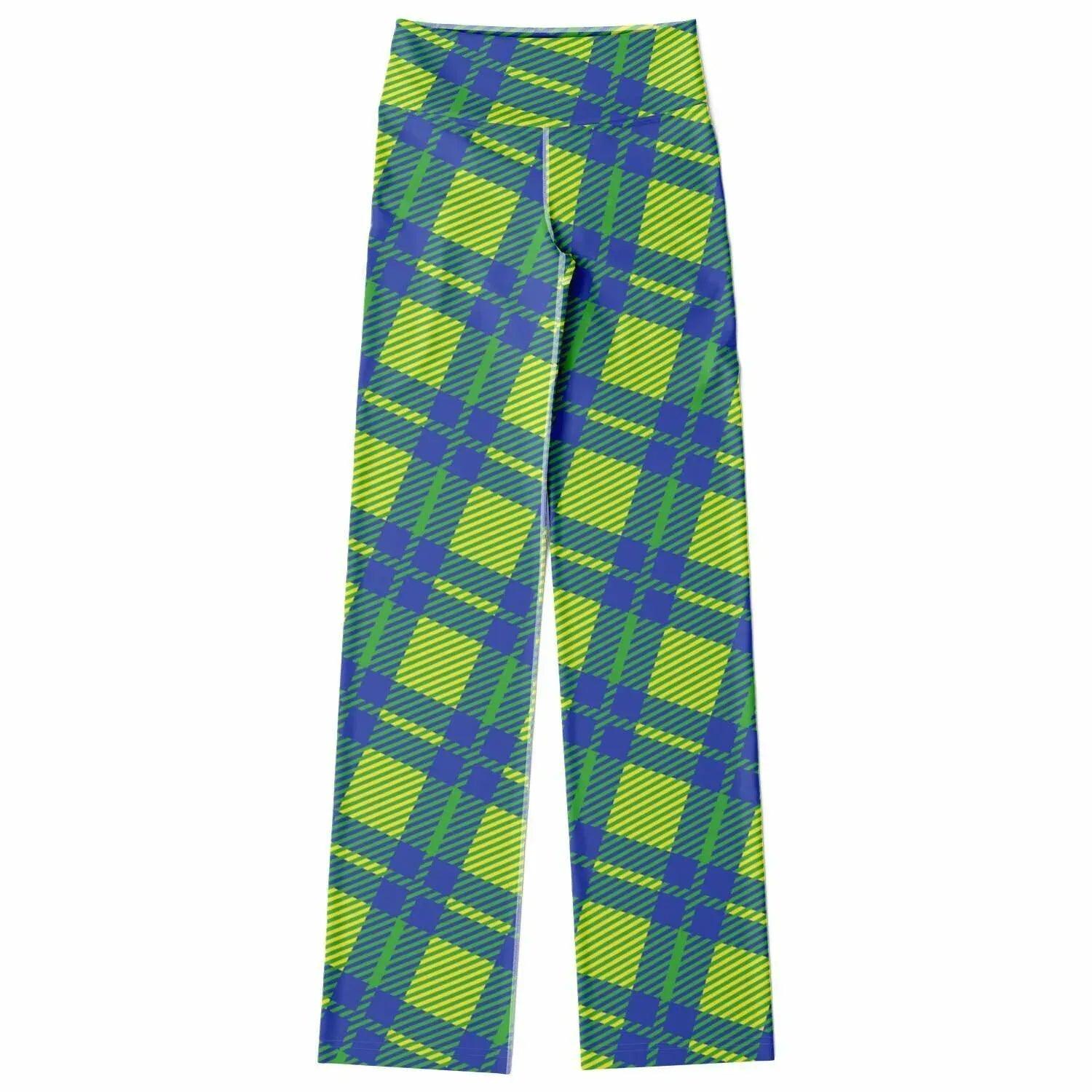 Green Pepper Tartan Plaid Flare Leggings