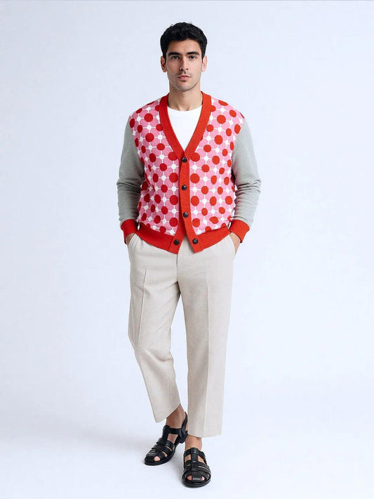 Groovy Disco Lantern Afterglow in Strawberry Sherbet Knitted Cardigan